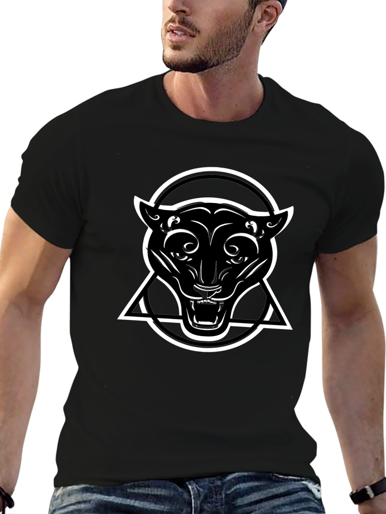 Black Panther Graphic Tee - Circle Triangle Design