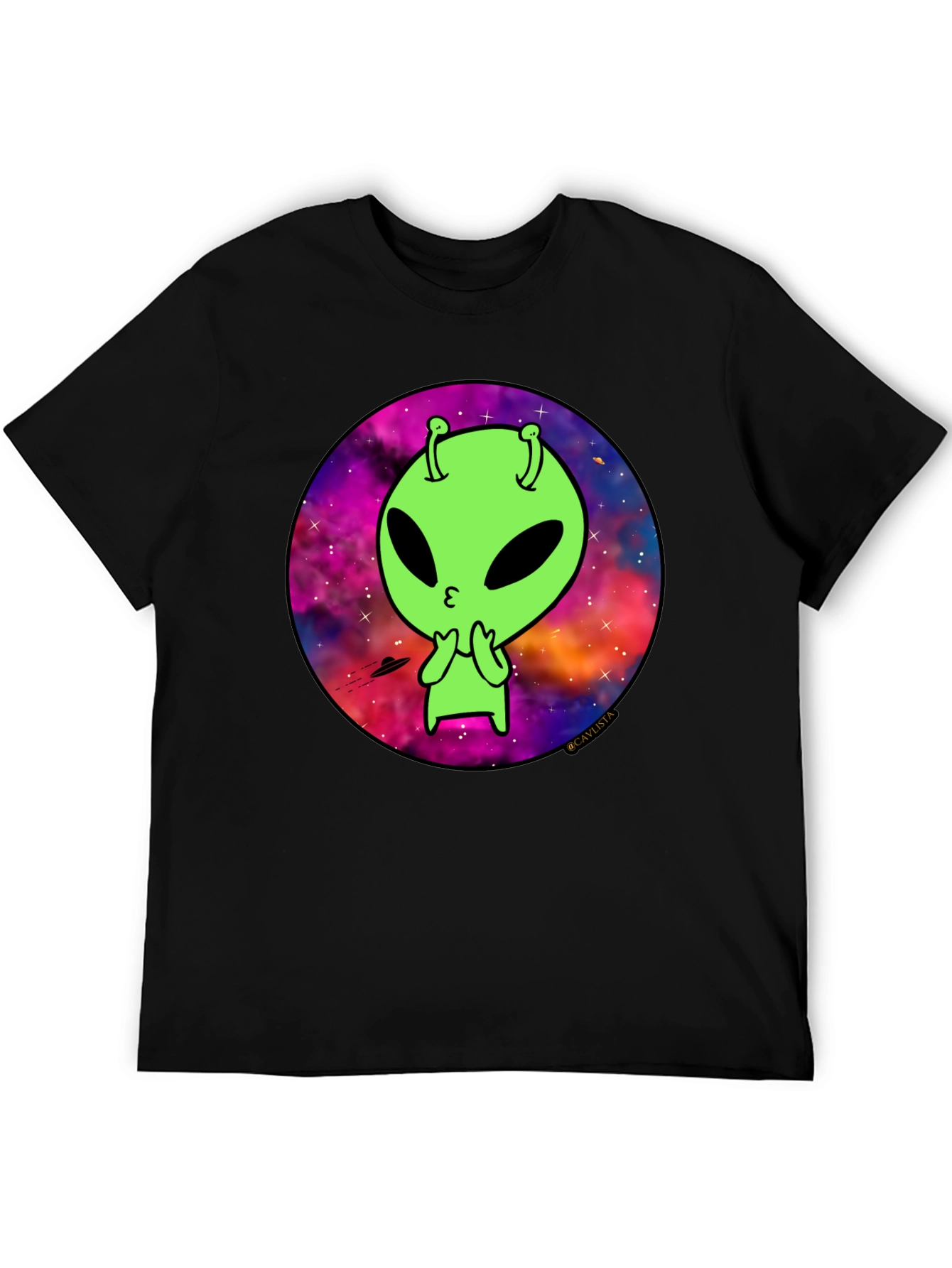 Cosmic Alien Graphic Tee - Mens Black T-Shirt