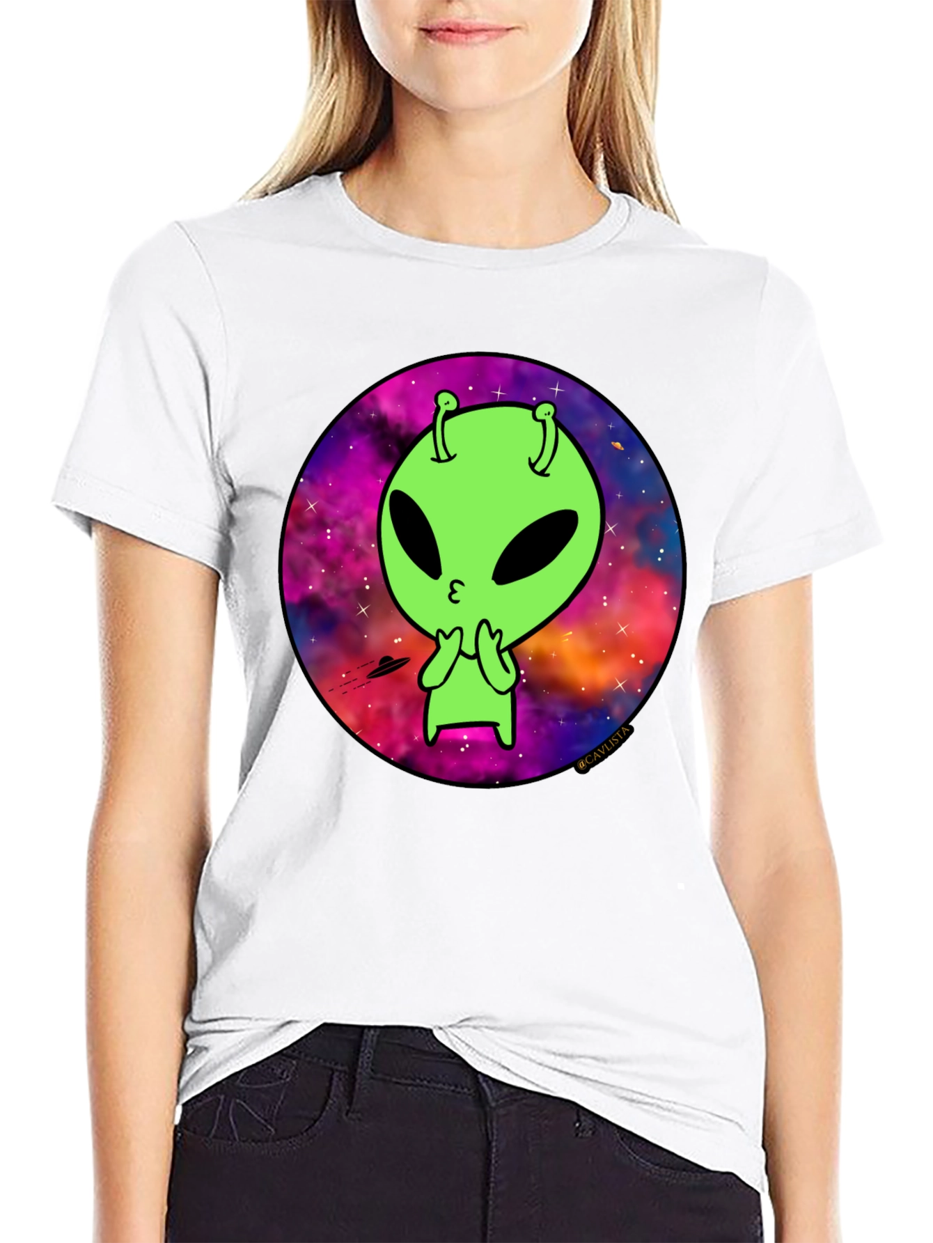 Cosmic Alien Graphic Tee - Mens Black T-Shirt