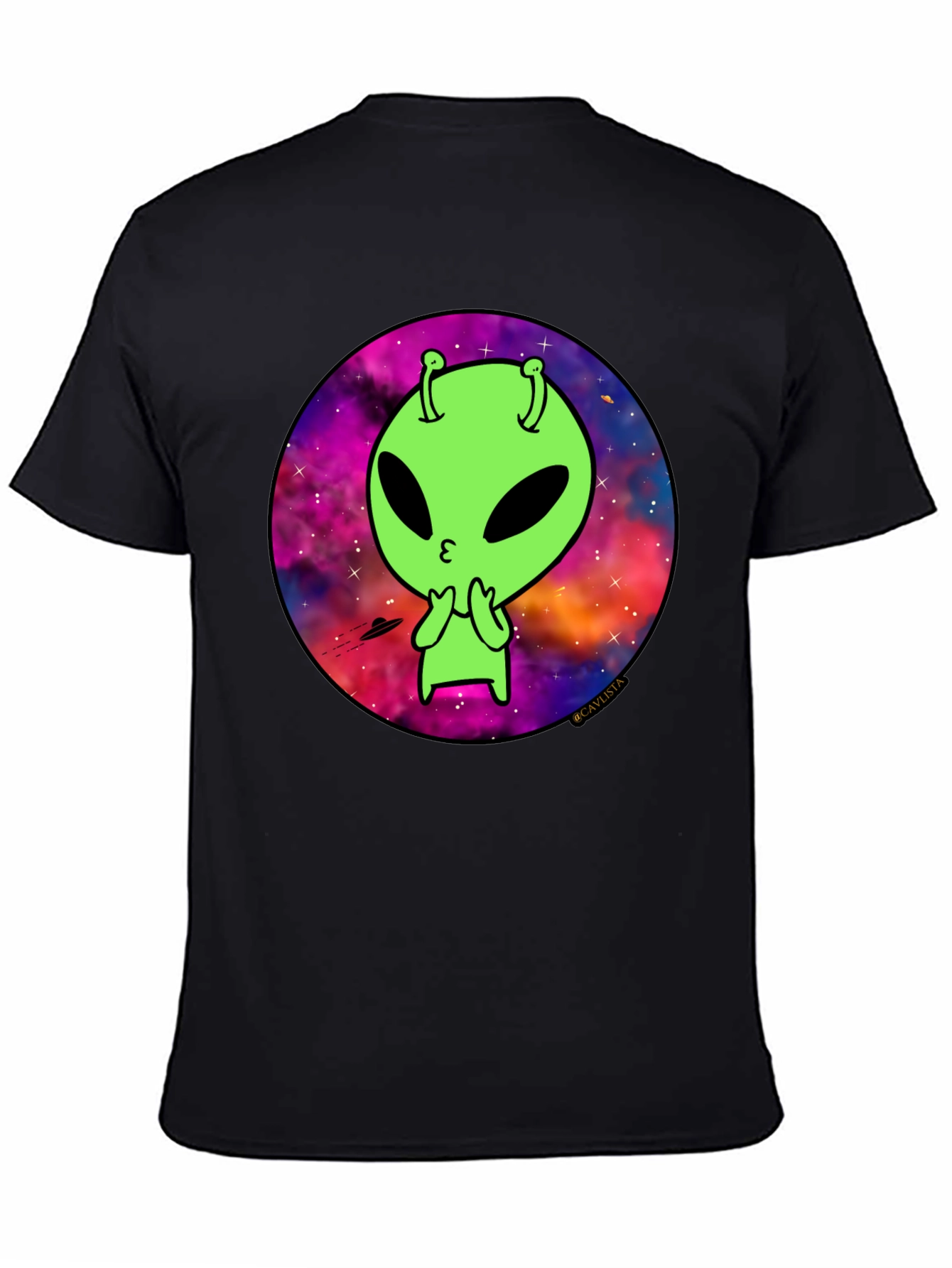 Cosmic Alien Graphic Tee - Mens Black T-Shirt