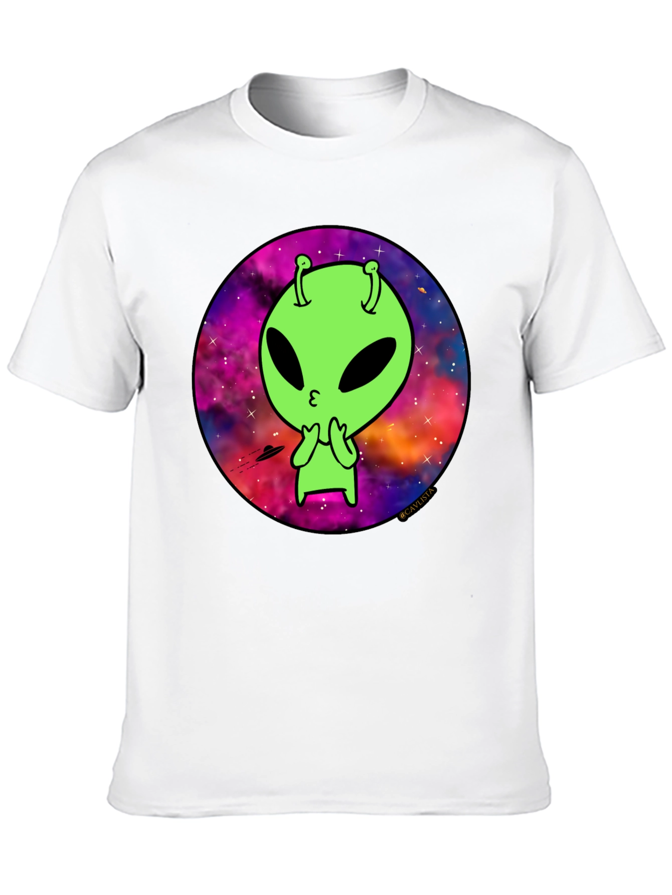 Cosmic Alien Graphic Tee - Mens Black T-Shirt