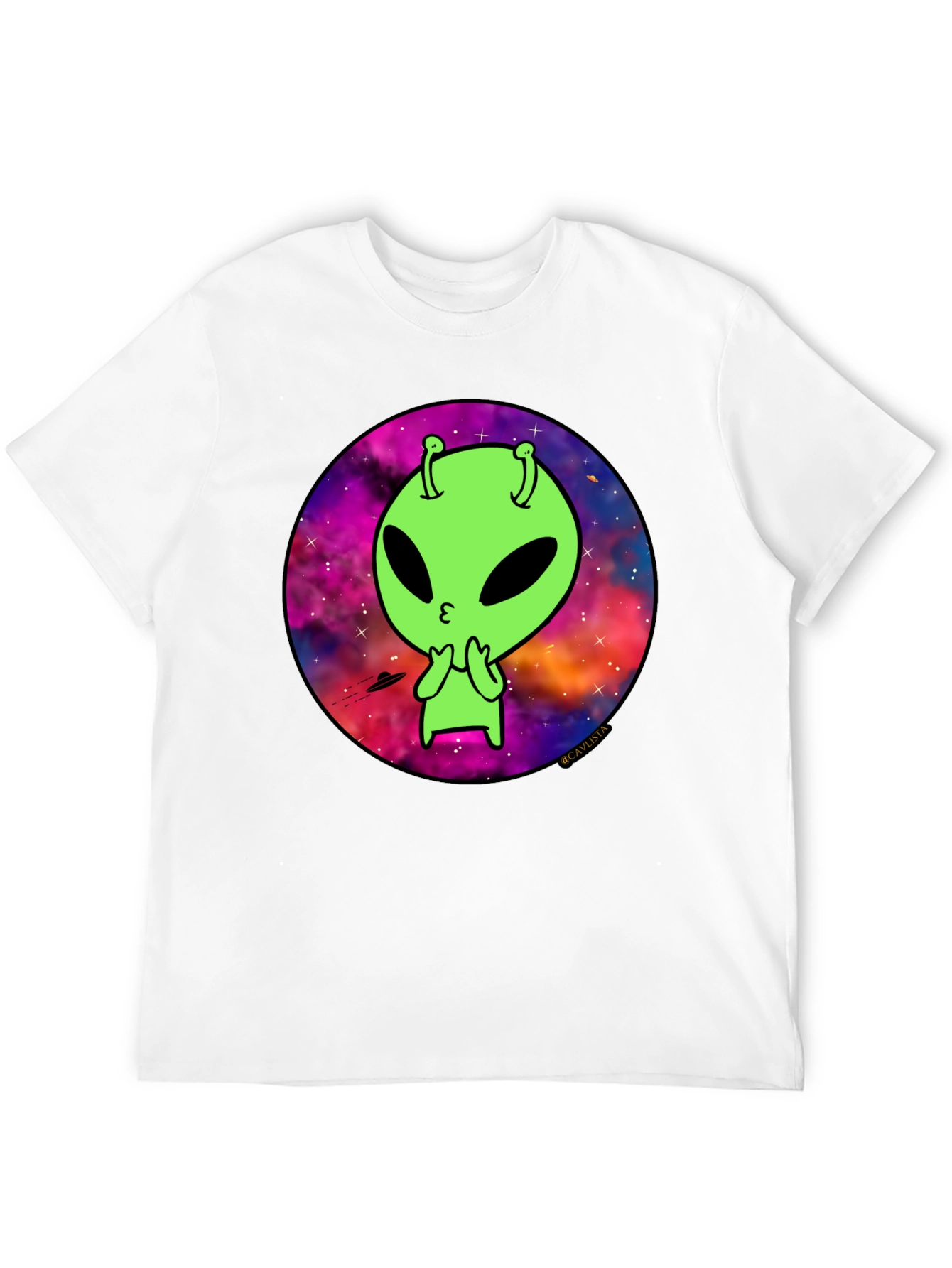 Cosmic Alien Graphic Tee - Mens Black T-Shirt