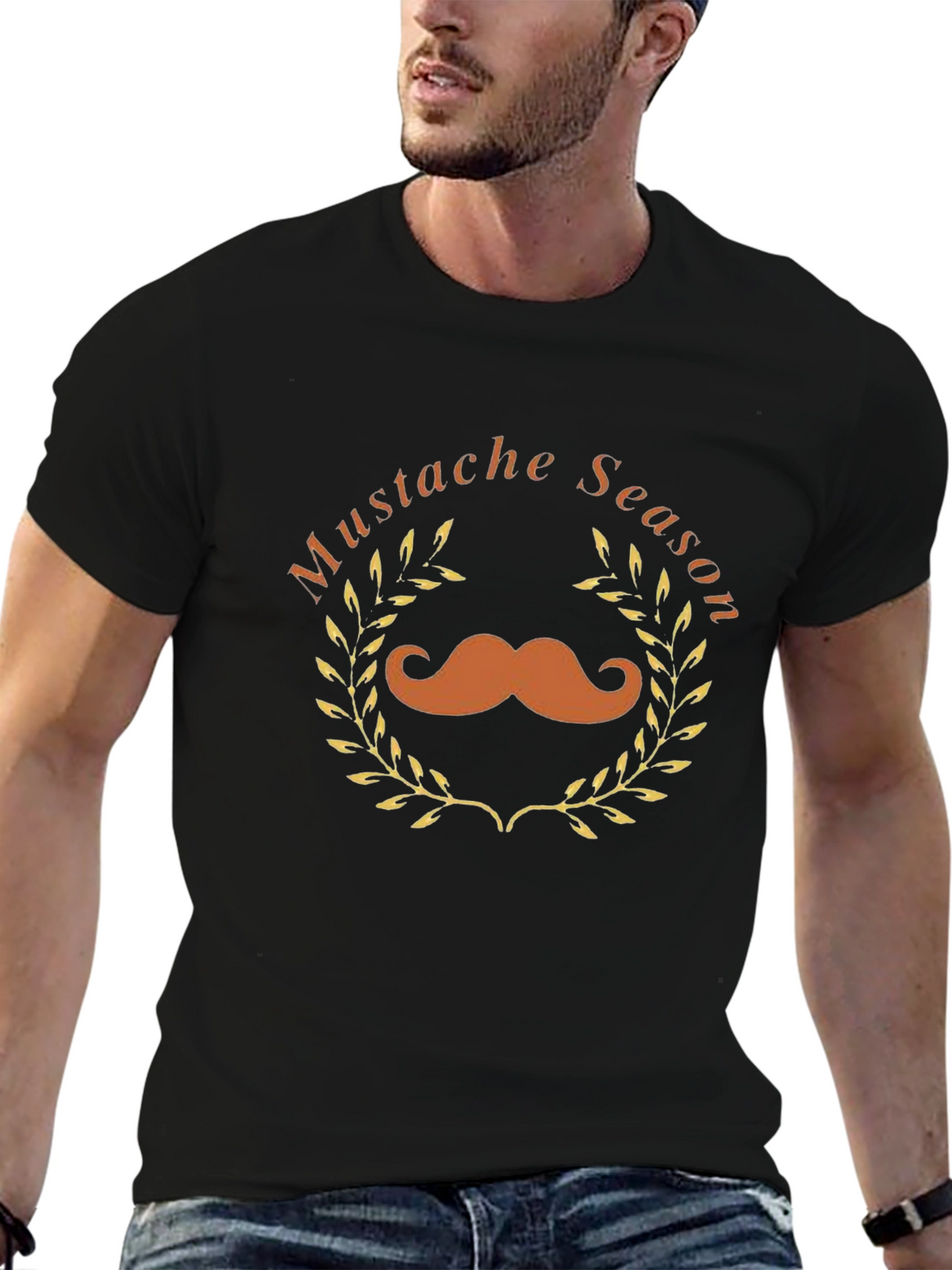 Mustache Season Graphic Tee - Black