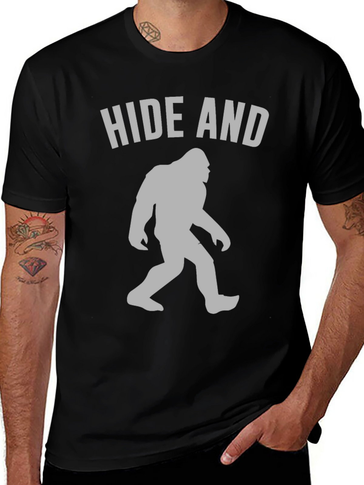 Hide and Seek Bigfoot T-Shirt Funny Sasquatch Tee
