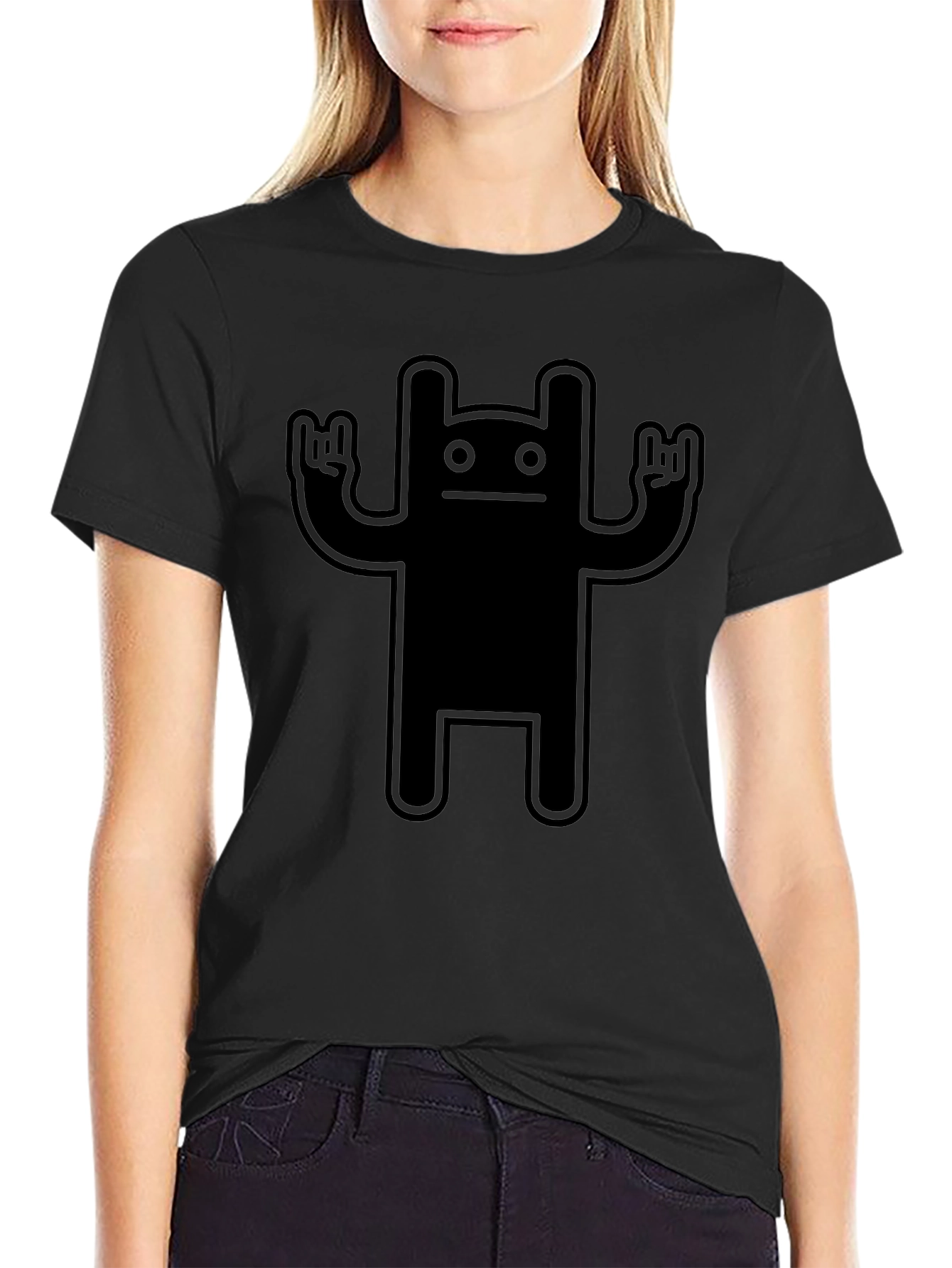 Cool Black T-Shirt with Rock On Monster Graphic
