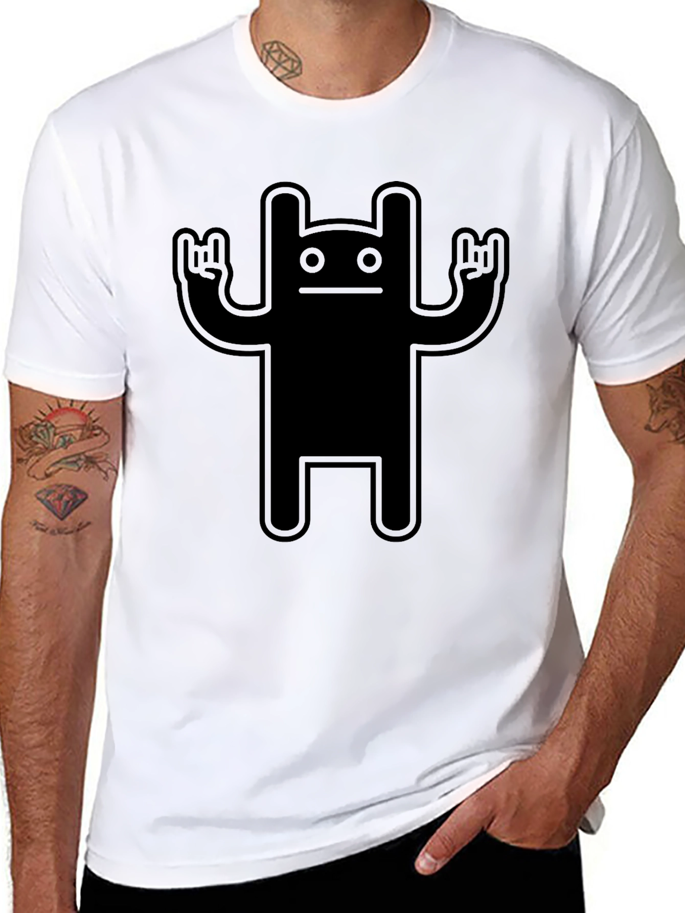 Cool Black T-Shirt with Rock On Monster Graphic