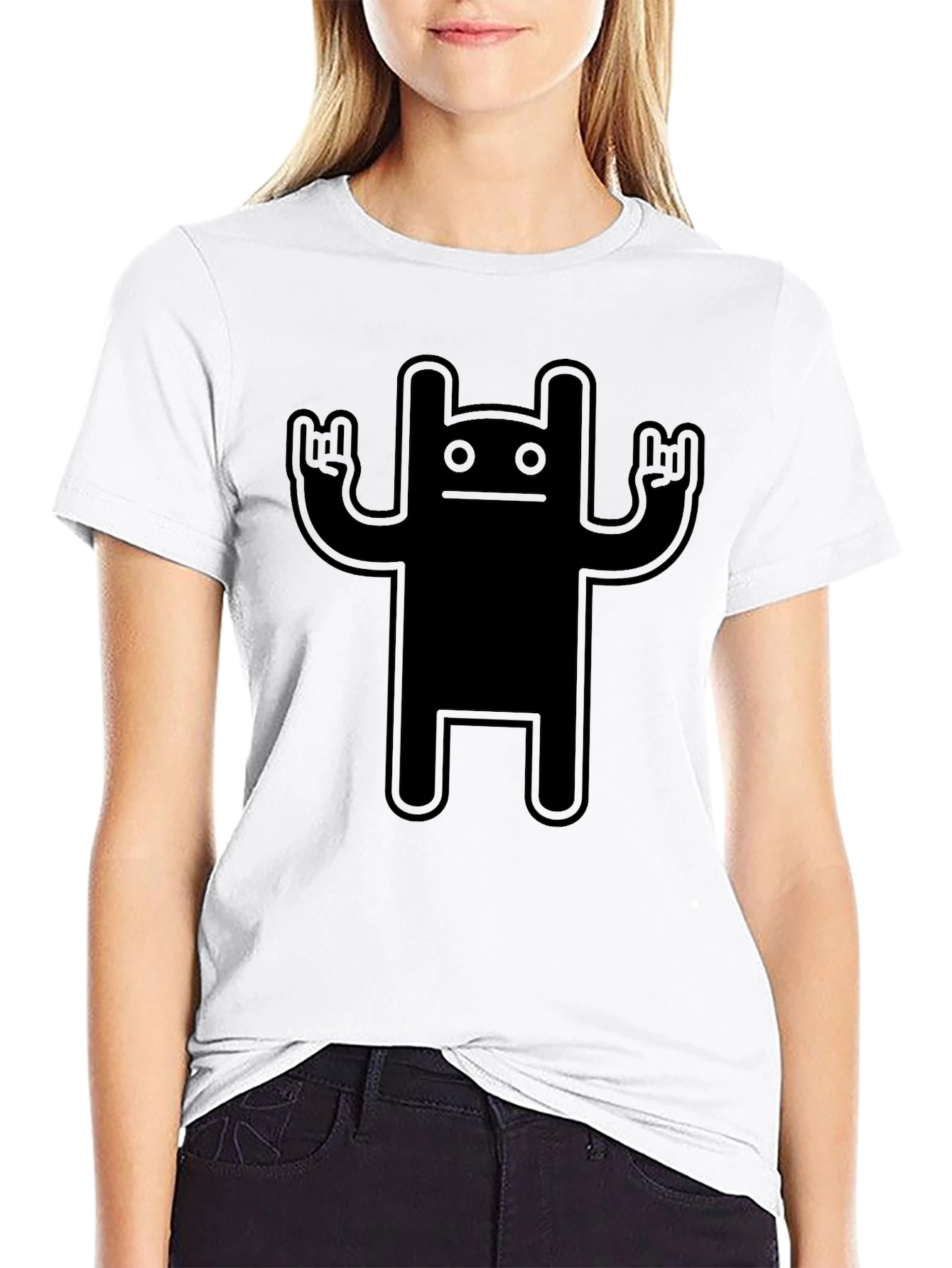 Cool Black T-Shirt with Rock On Monster Graphic