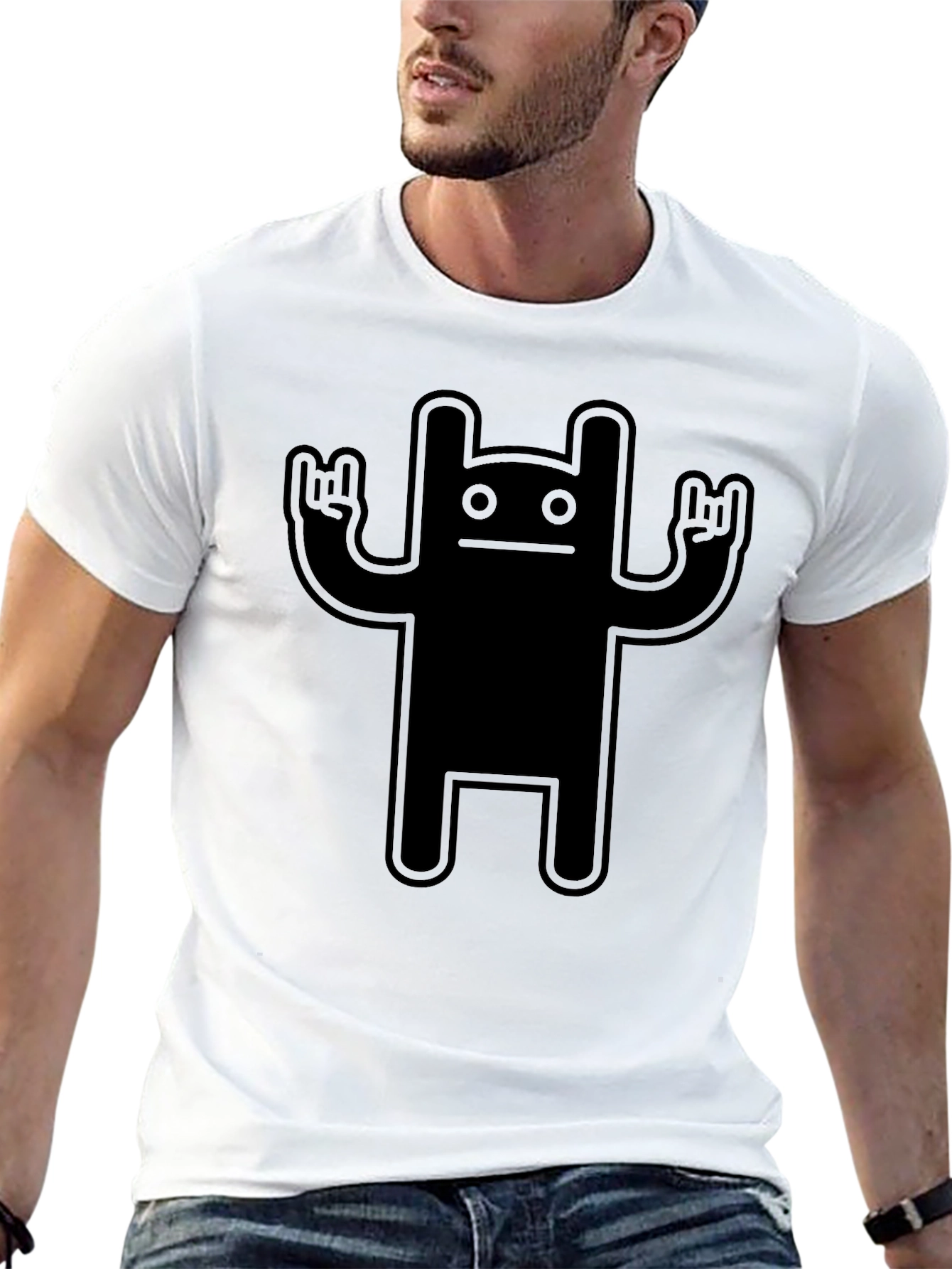 Cool Black T-Shirt with Rock On Monster Graphic