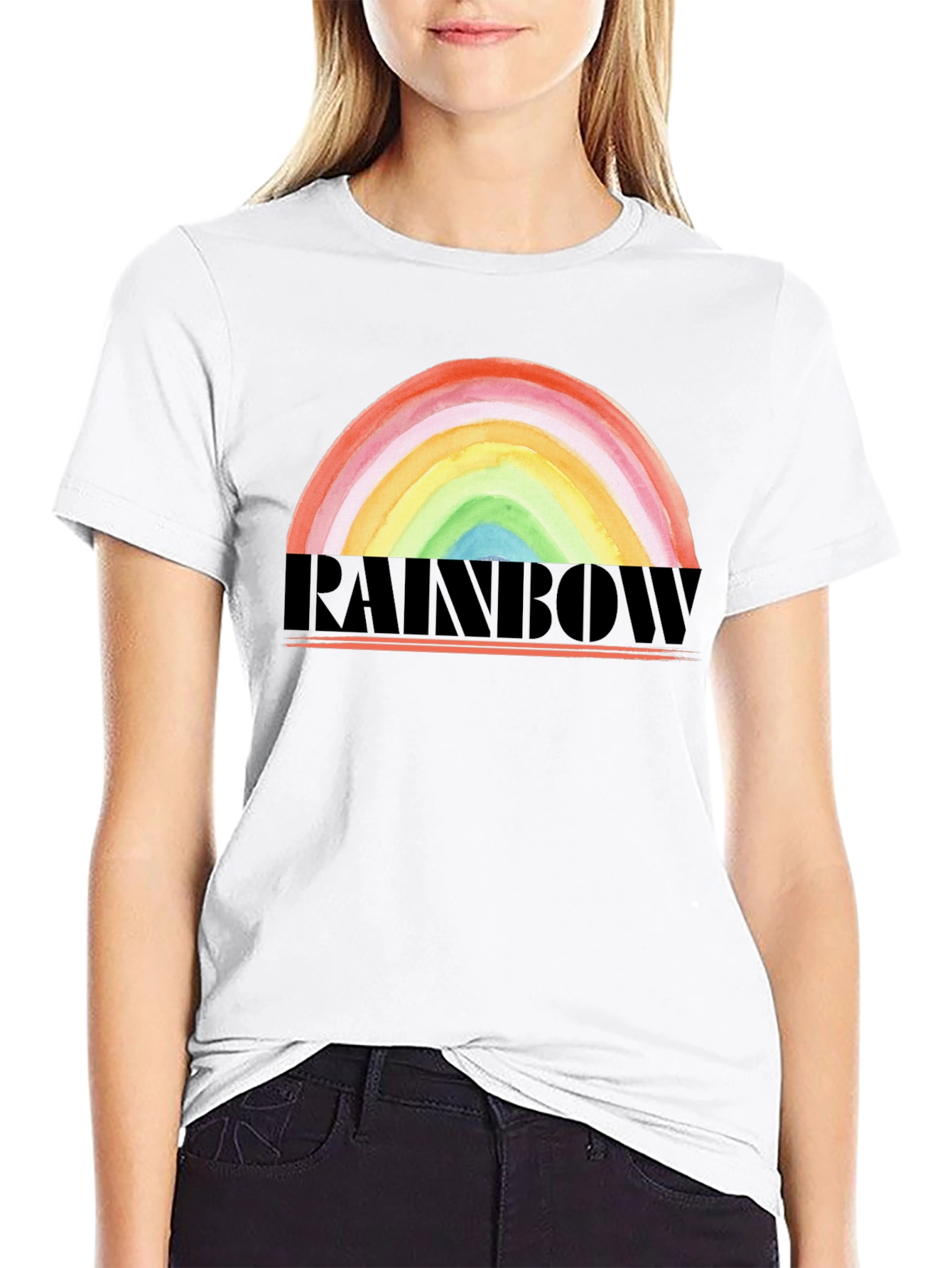 Rainbow Graphic T-Shirt - Black Cotton Tee