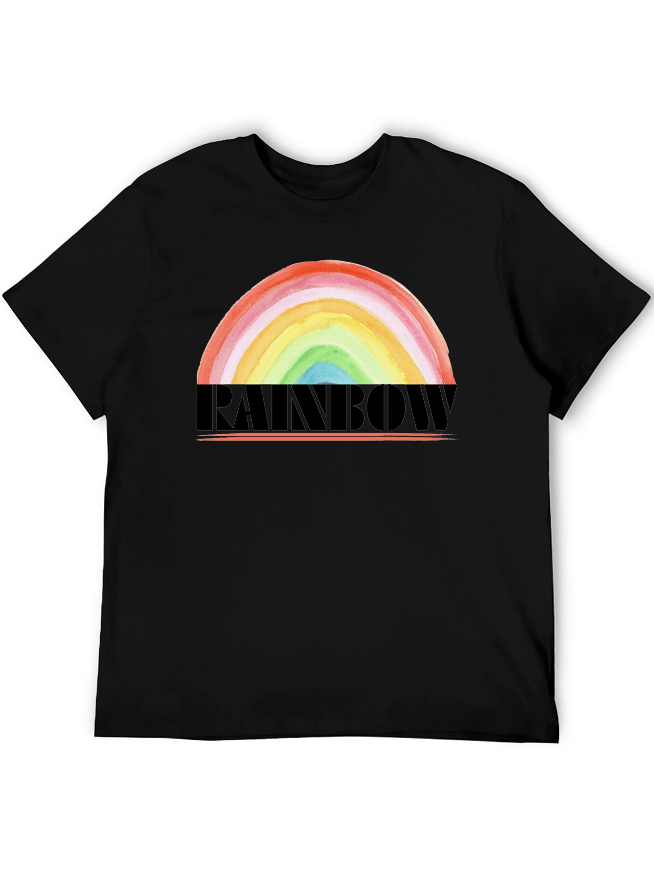 Rainbow Graphic T-Shirt - Black Cotton Tee