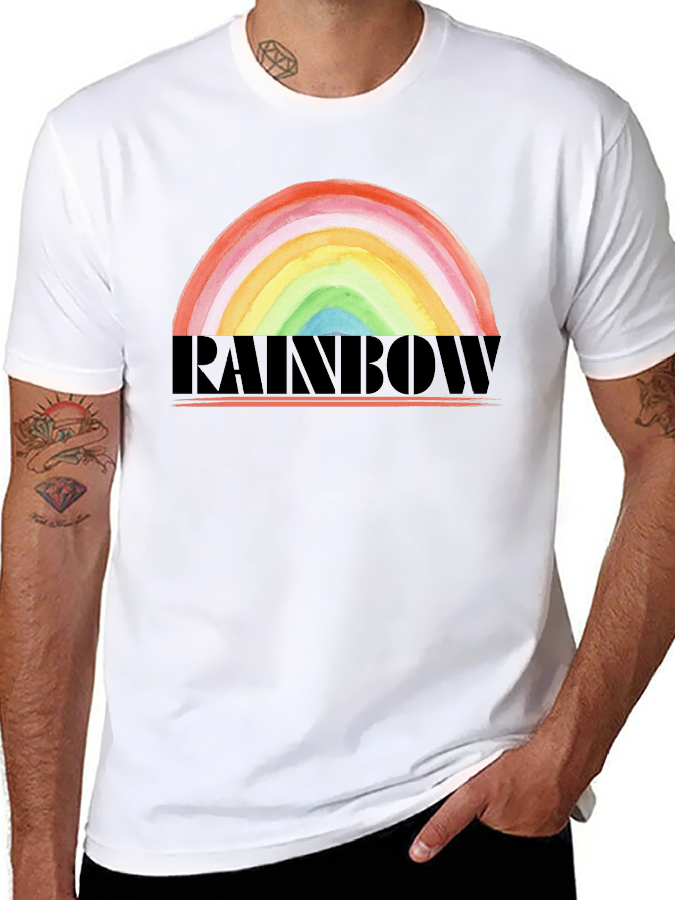 Rainbow Graphic T-Shirt - Black Cotton Tee
