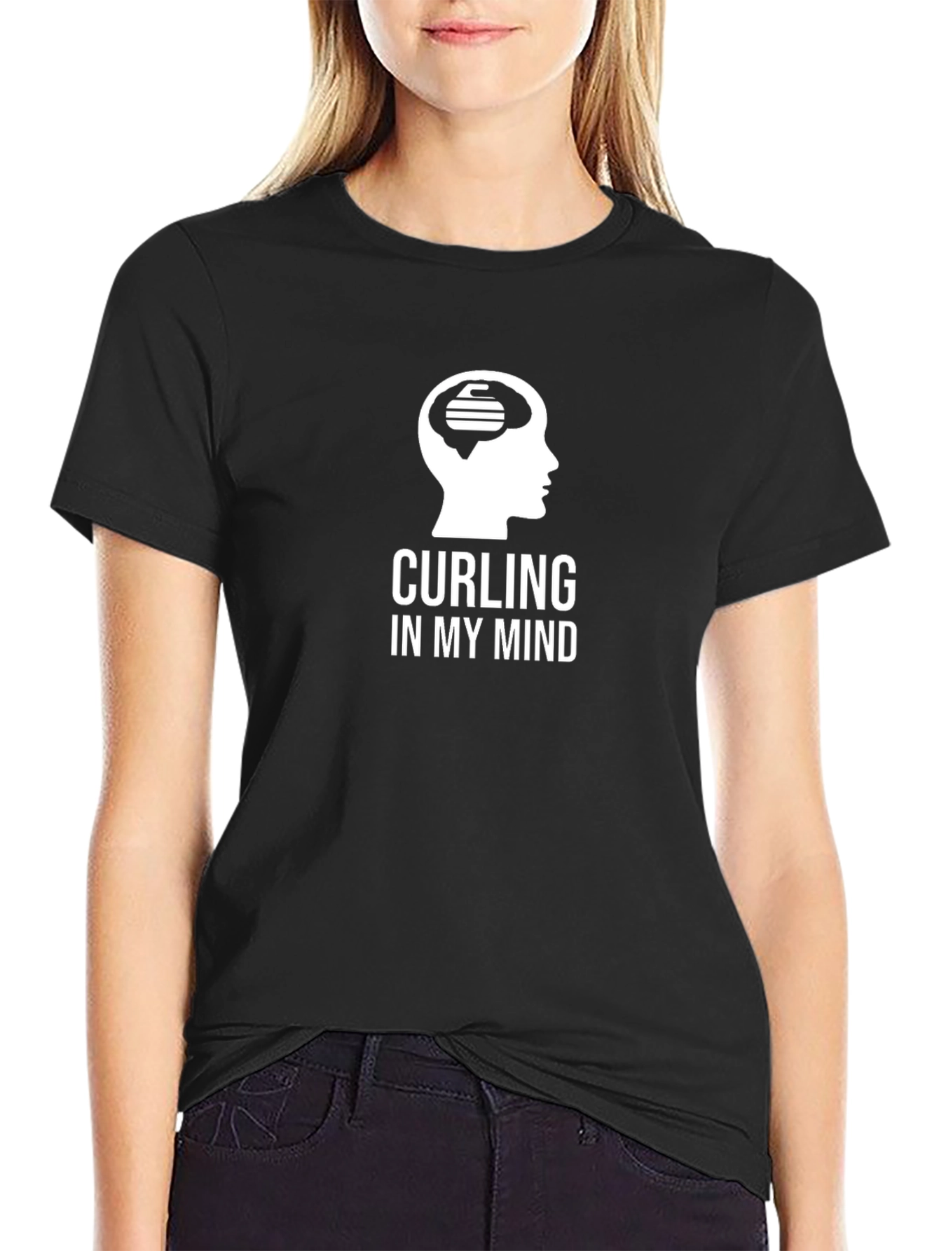 Curling On My Mind Black Graphic Tee