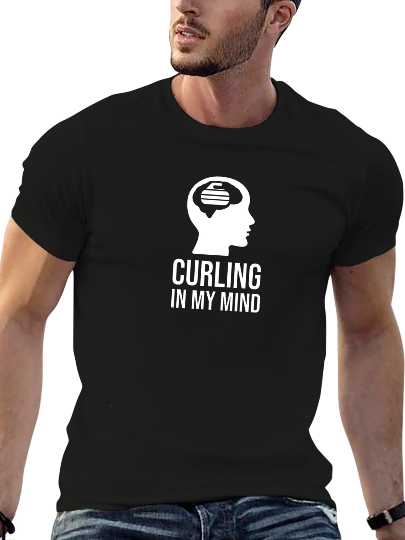 Curling On My Mind Black Graphic Tee