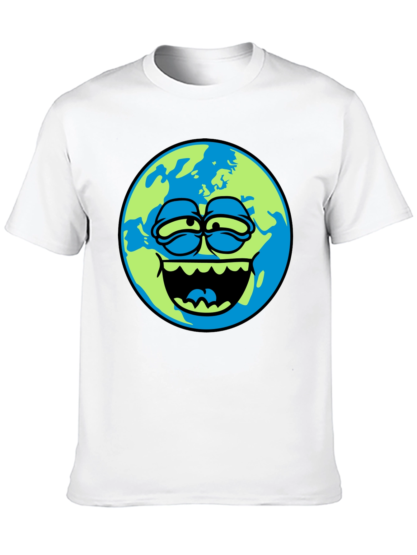 Cartoon Earth Graphic Tee - Mens Black T-Shirt