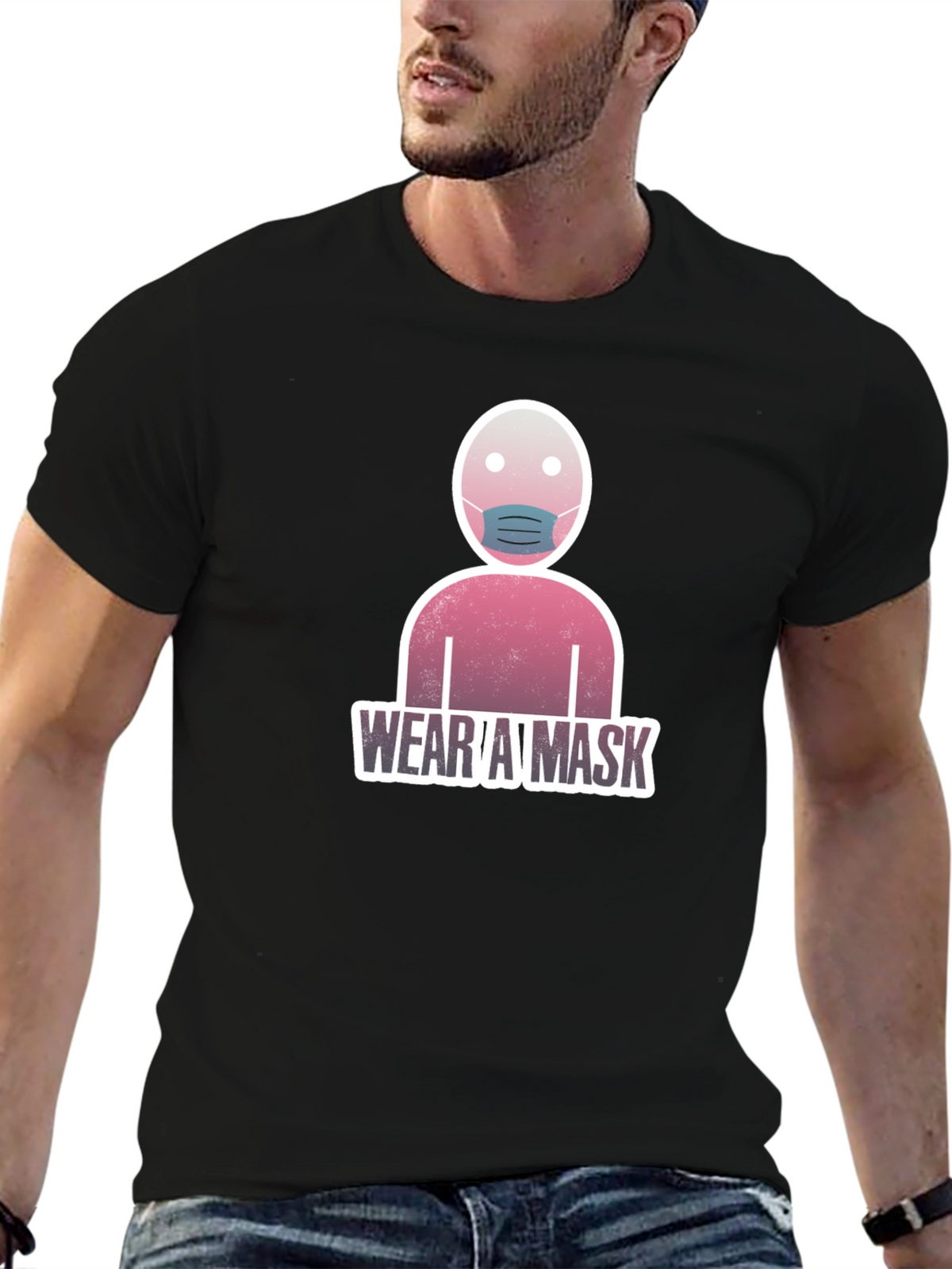 Wear A Mask Graphic T-Shirt - Black Casual Tee