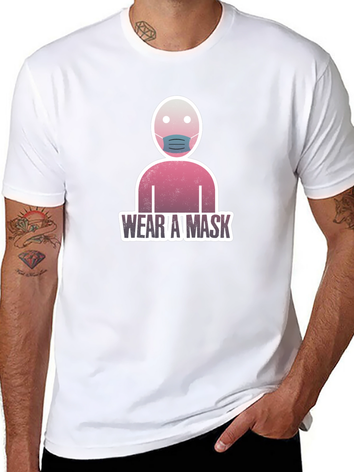 Wear A Mask Graphic T-Shirt - Black Casual Tee
