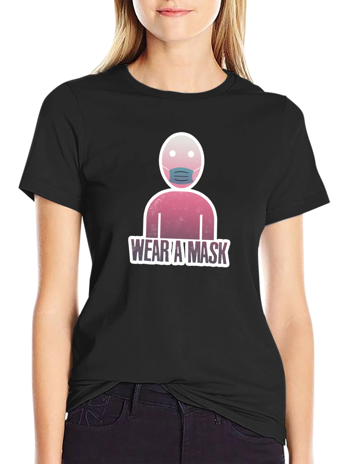 Wear A Mask Graphic T-Shirt - Black Casual Tee