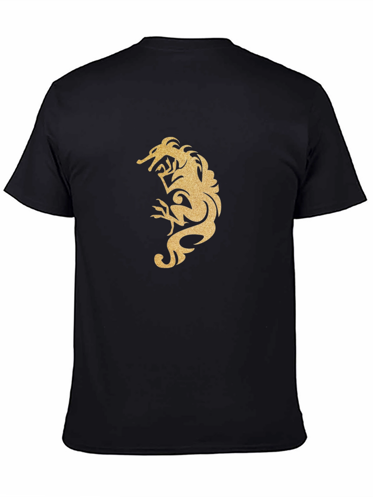 Mens Black T-Shirt with Gold Dragon Design