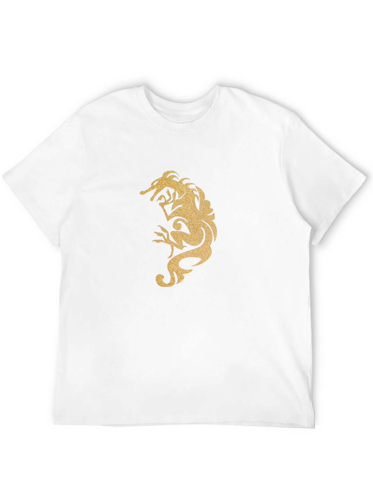 Mens Black T-Shirt with Gold Dragon Design