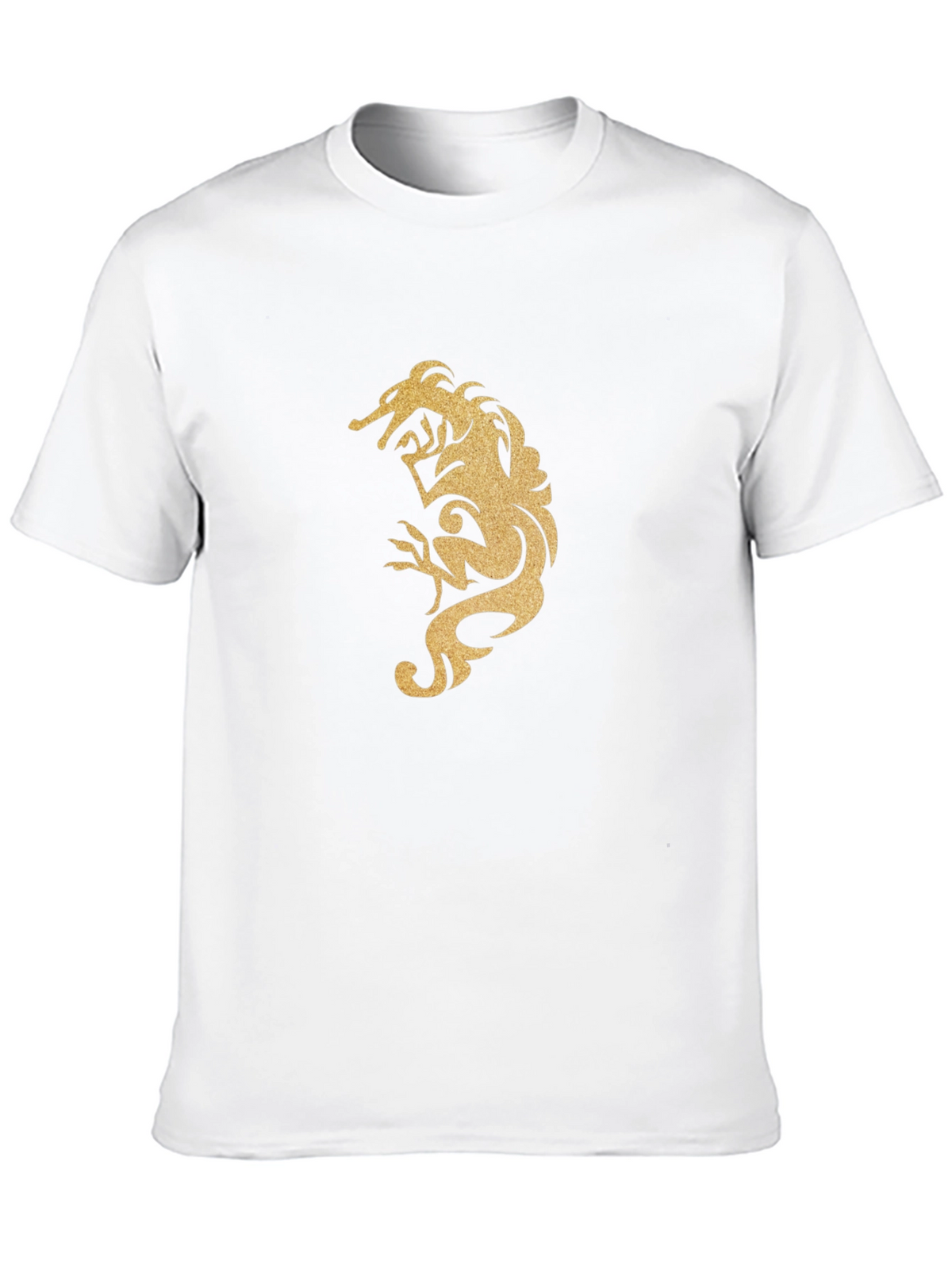 Mens Black T-Shirt with Gold Dragon Design