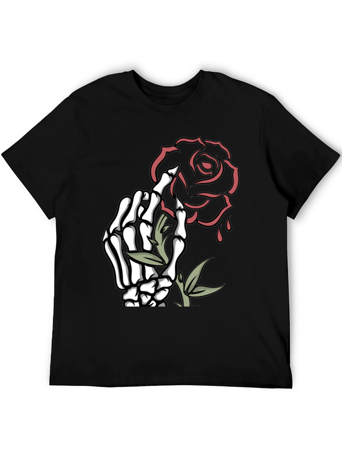 Skeleton Hand Rose Graphic Tee - Dark Fashion