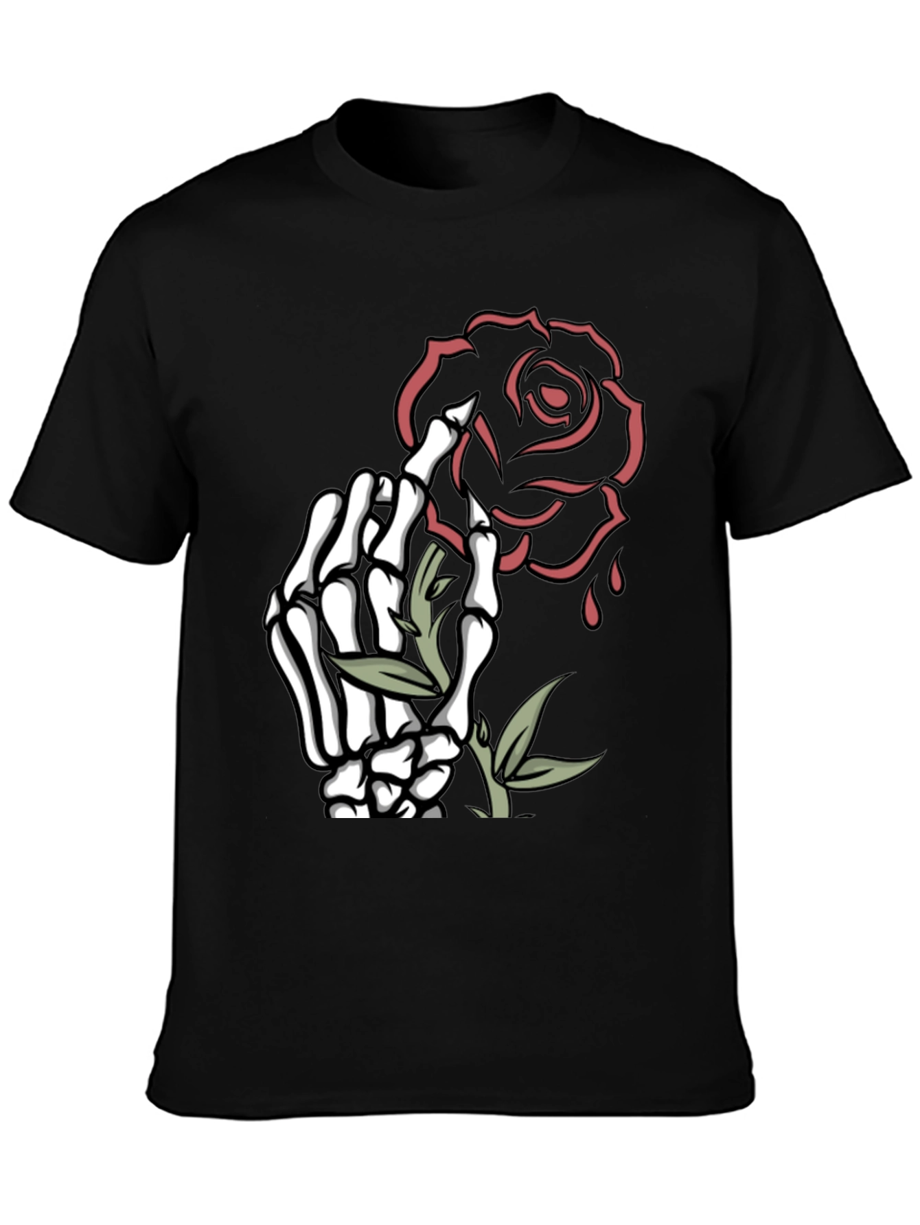 Skeleton Hand Rose Graphic Tee - Dark Fashion