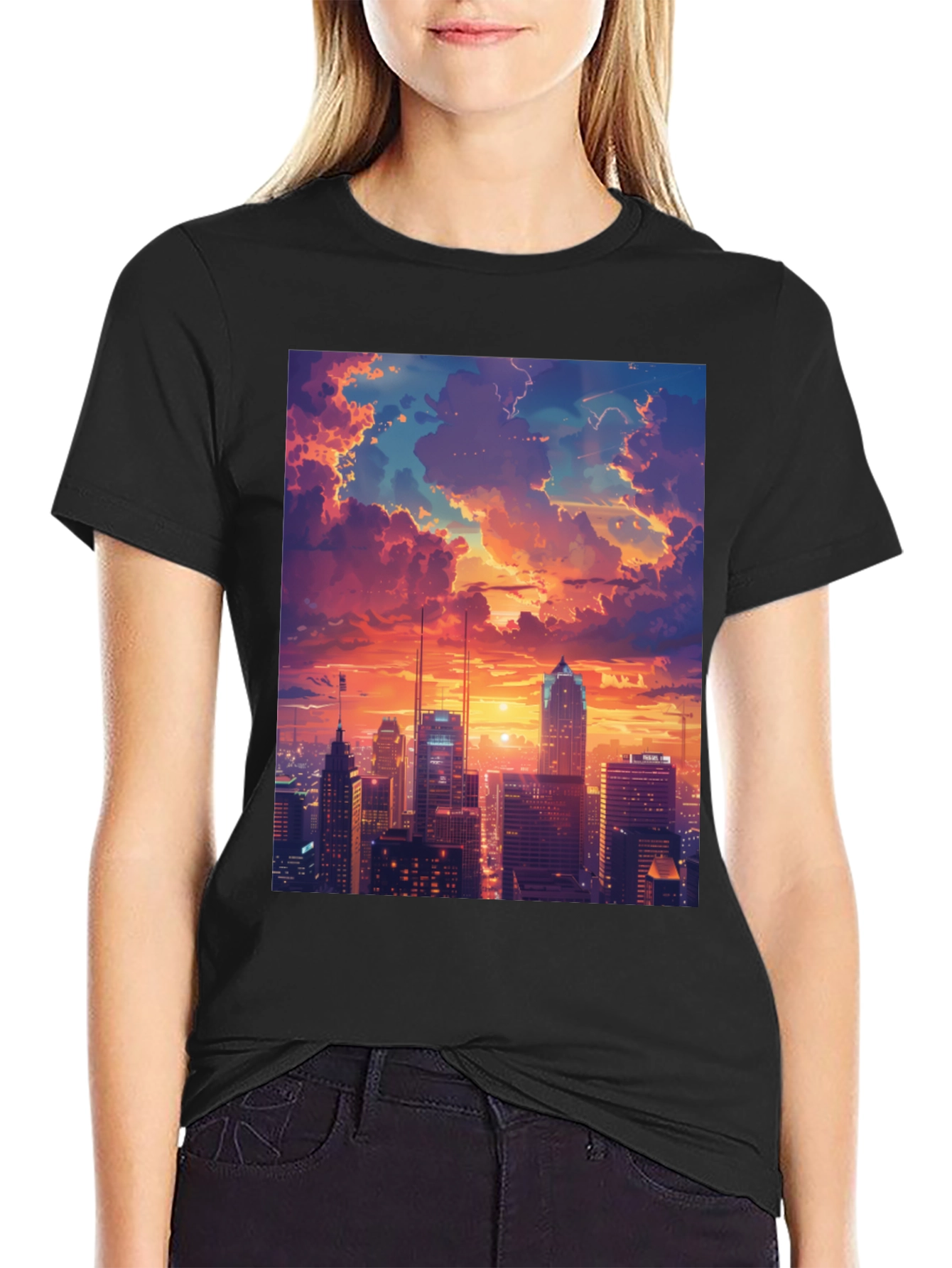 Sunset Cityscape Graphic Tee