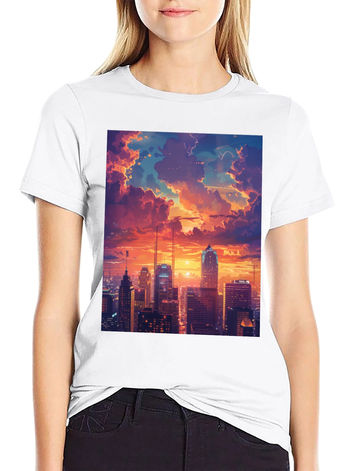 Sunset Cityscape Graphic Tee