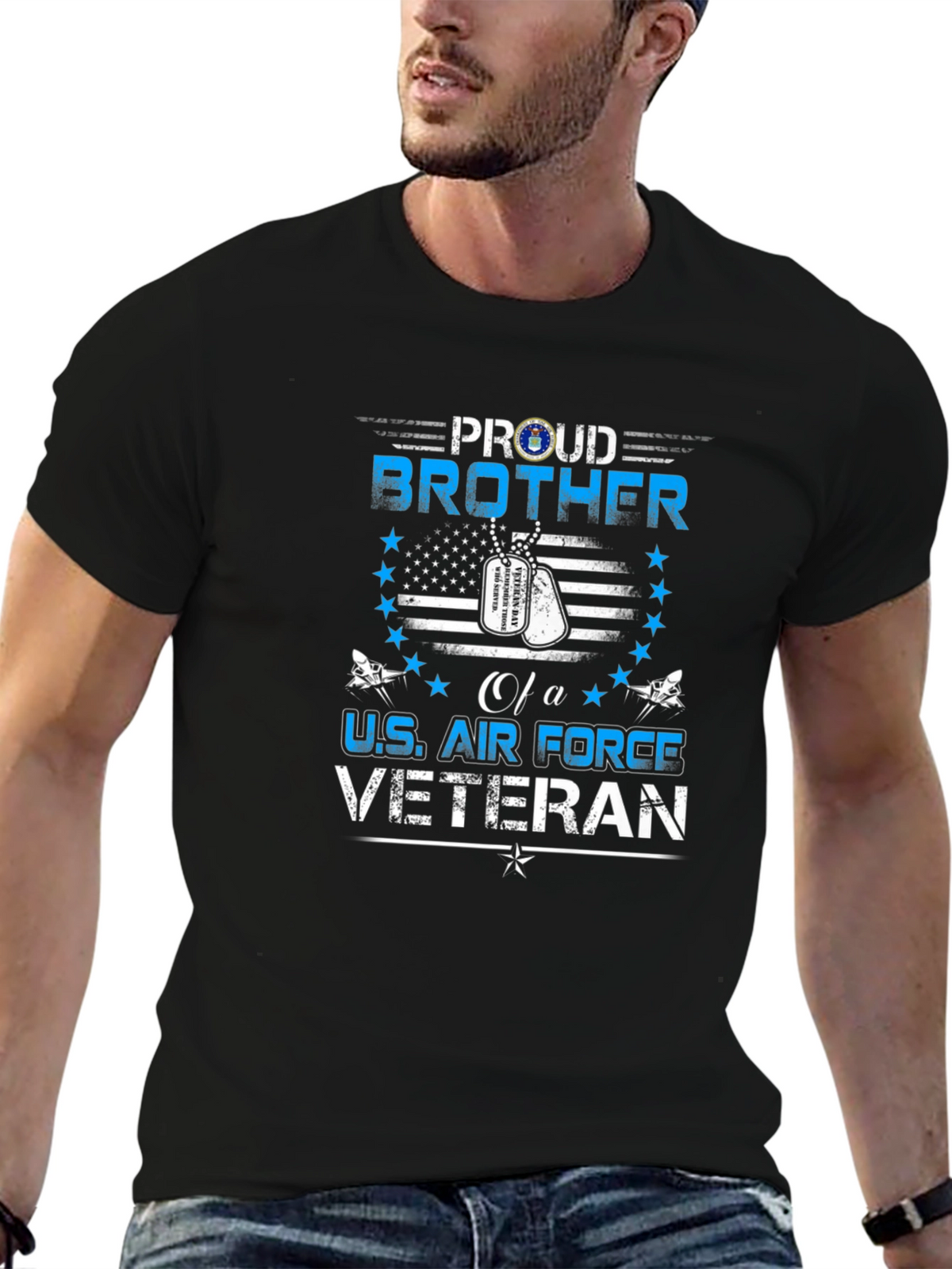 Proud Brother U.S. Air Force Veteran Black T-Shirt