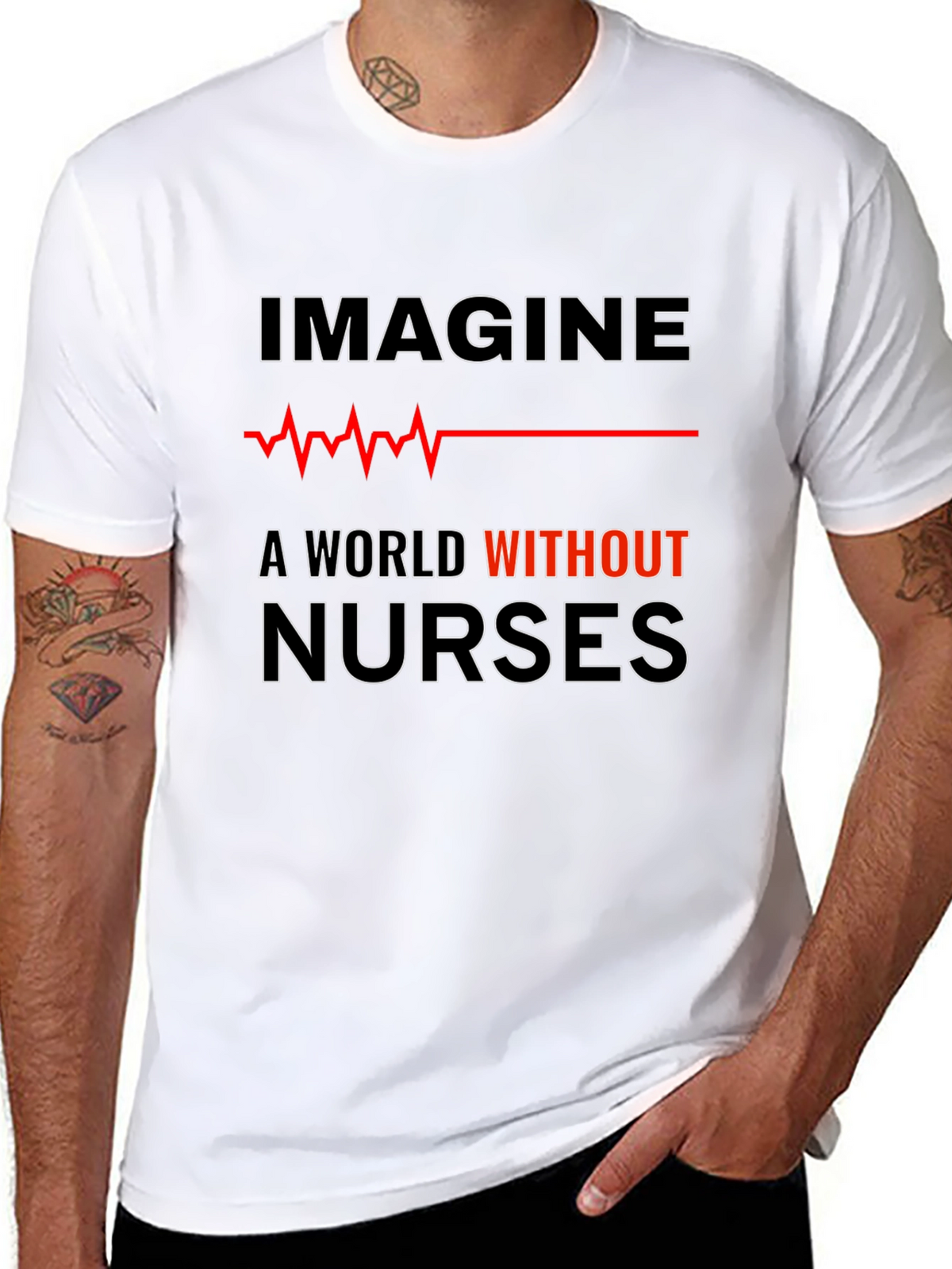 Imagine A World Without Nurses Black Tee