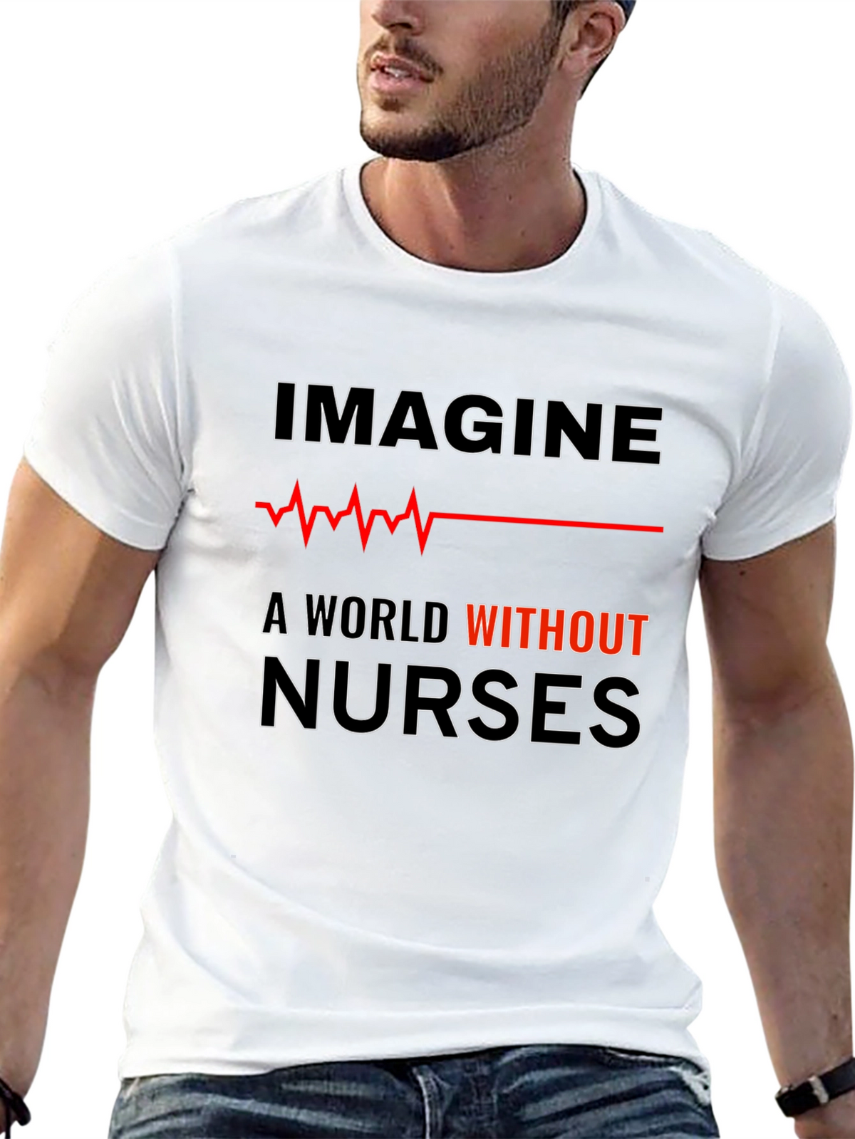 Imagine A World Without Nurses Black Tee