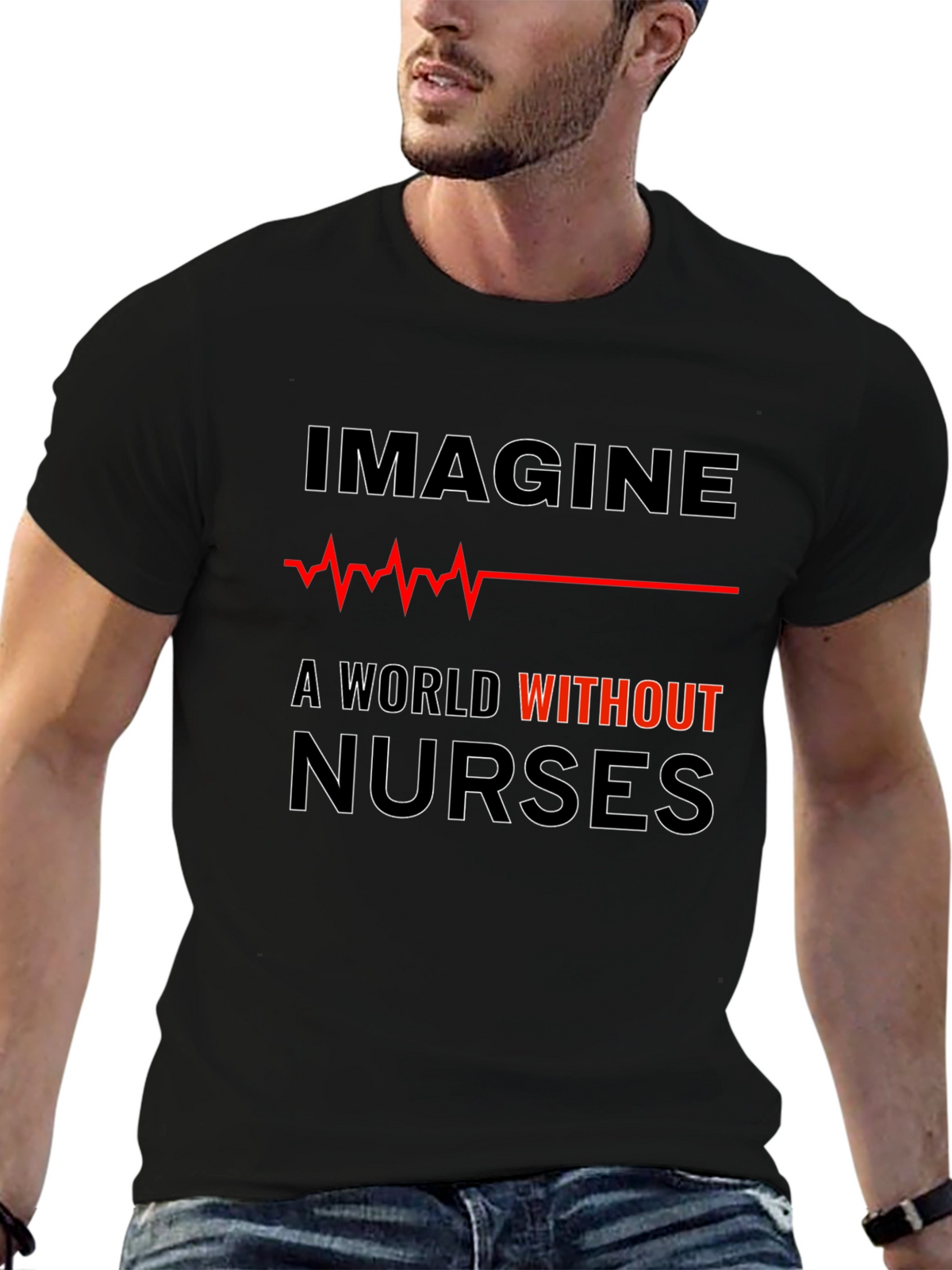 Imagine A World Without Nurses Black Tee