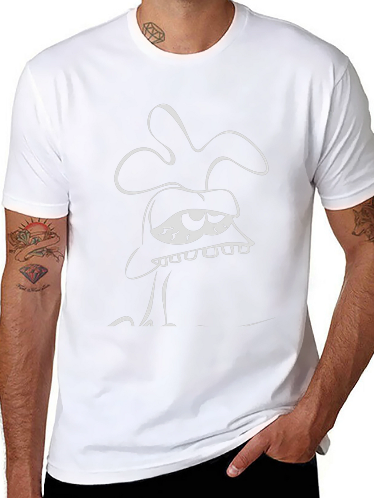 Funky Cartoon Character Graphic Black T-Shirt