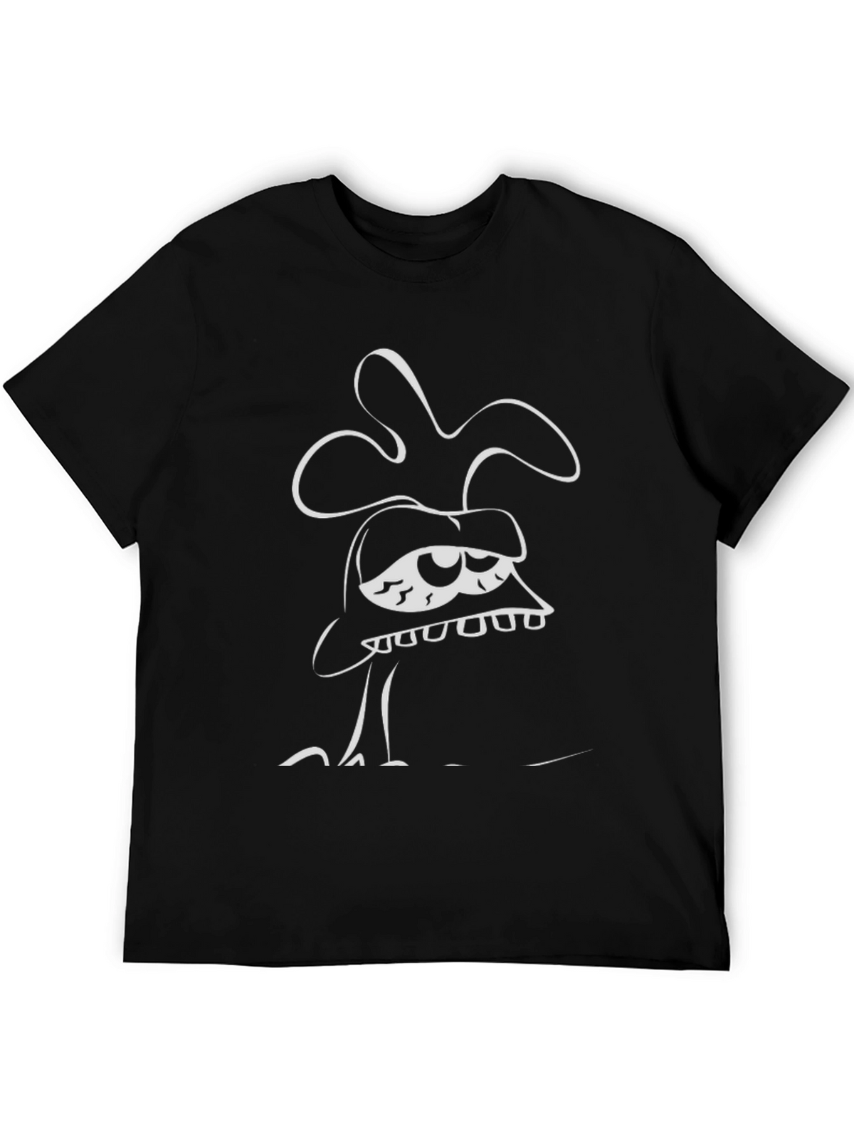 Funky Cartoon Character Graphic Black T-Shirt