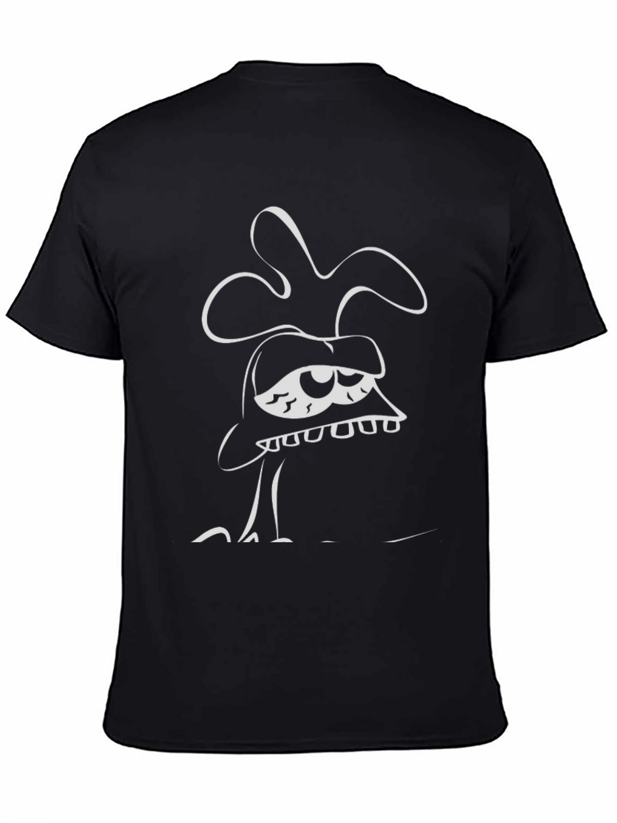 Funky Cartoon Character Graphic Black T-Shirt