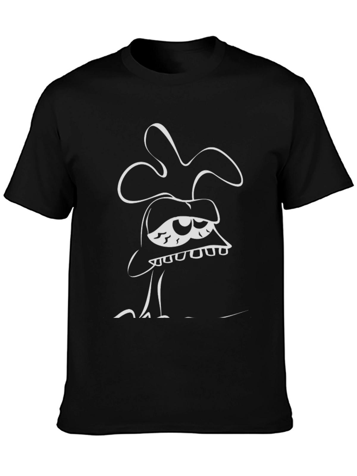 Funky Cartoon Character Graphic Black T-Shirt