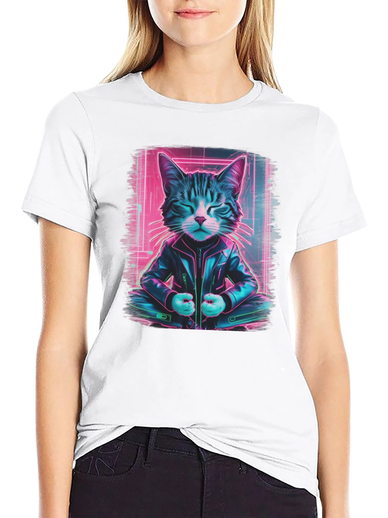 Cyberpunk Cat T-Shirt - Cool Neon Style