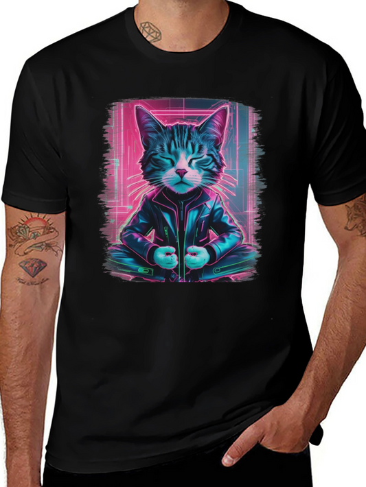 Cyberpunk Cat T-Shirt - Cool Neon Style