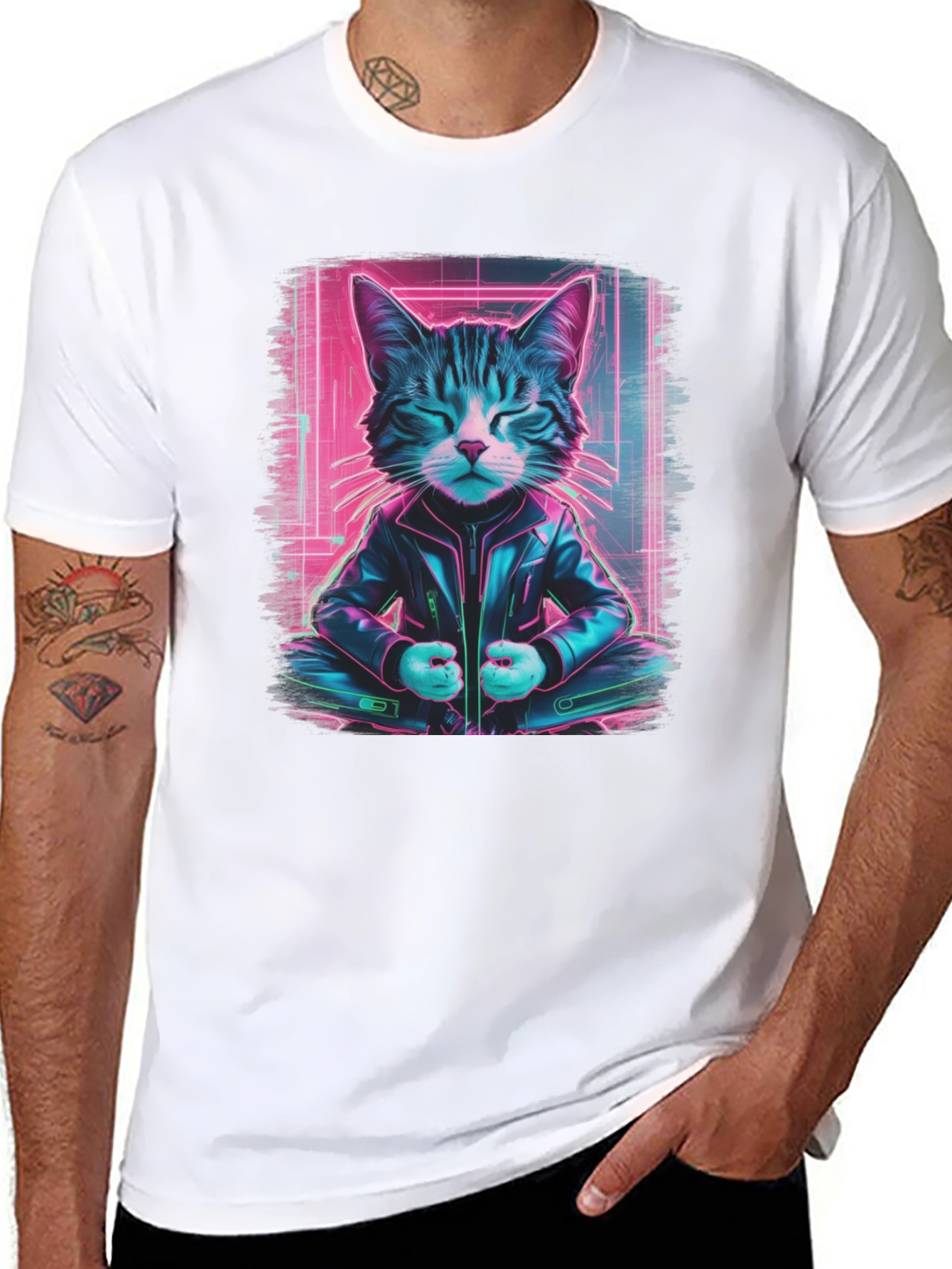Cyberpunk Cat T-Shirt - Cool Neon Style