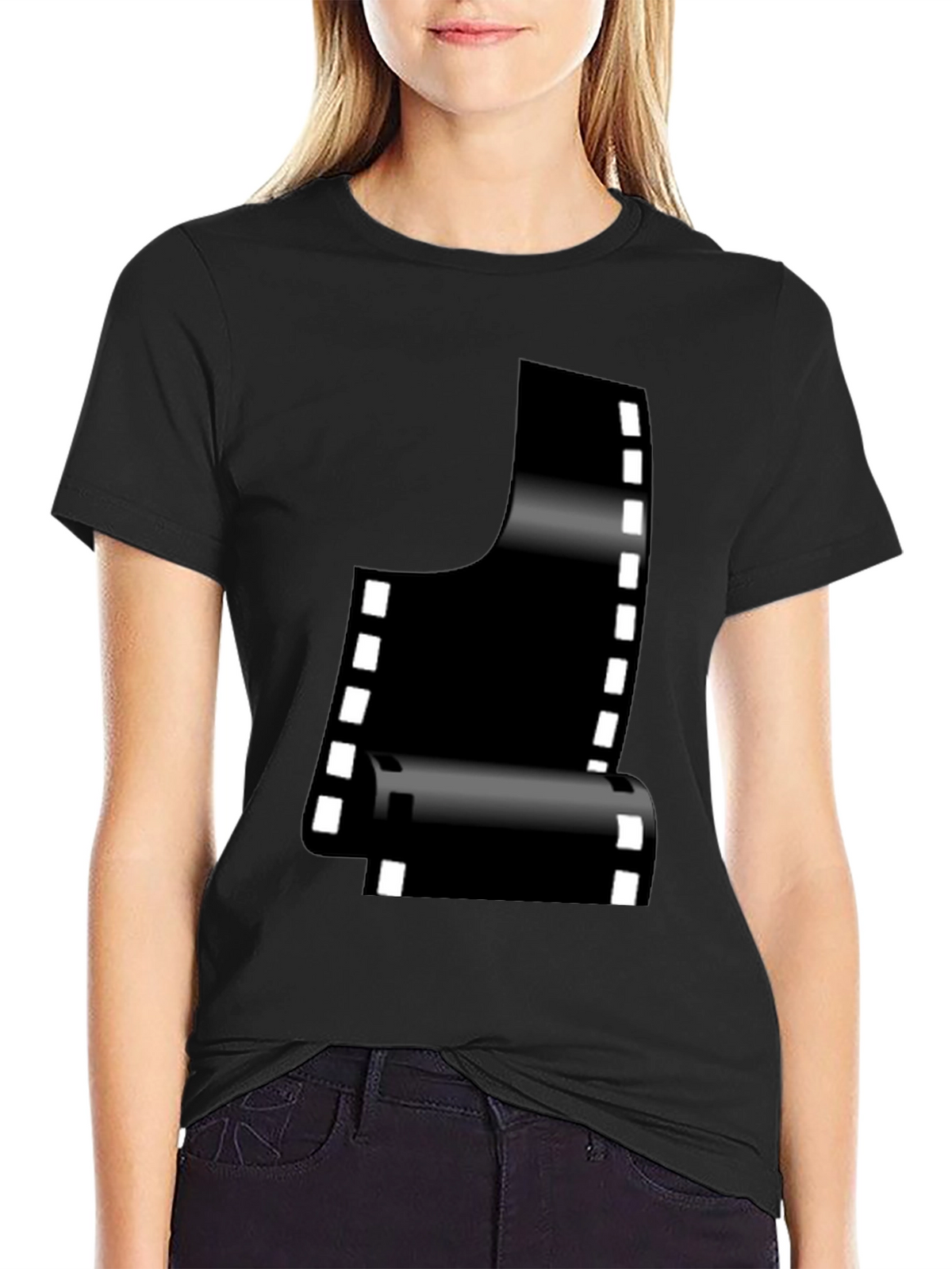 Retro Film Reel Graphic Black T-Shirt
