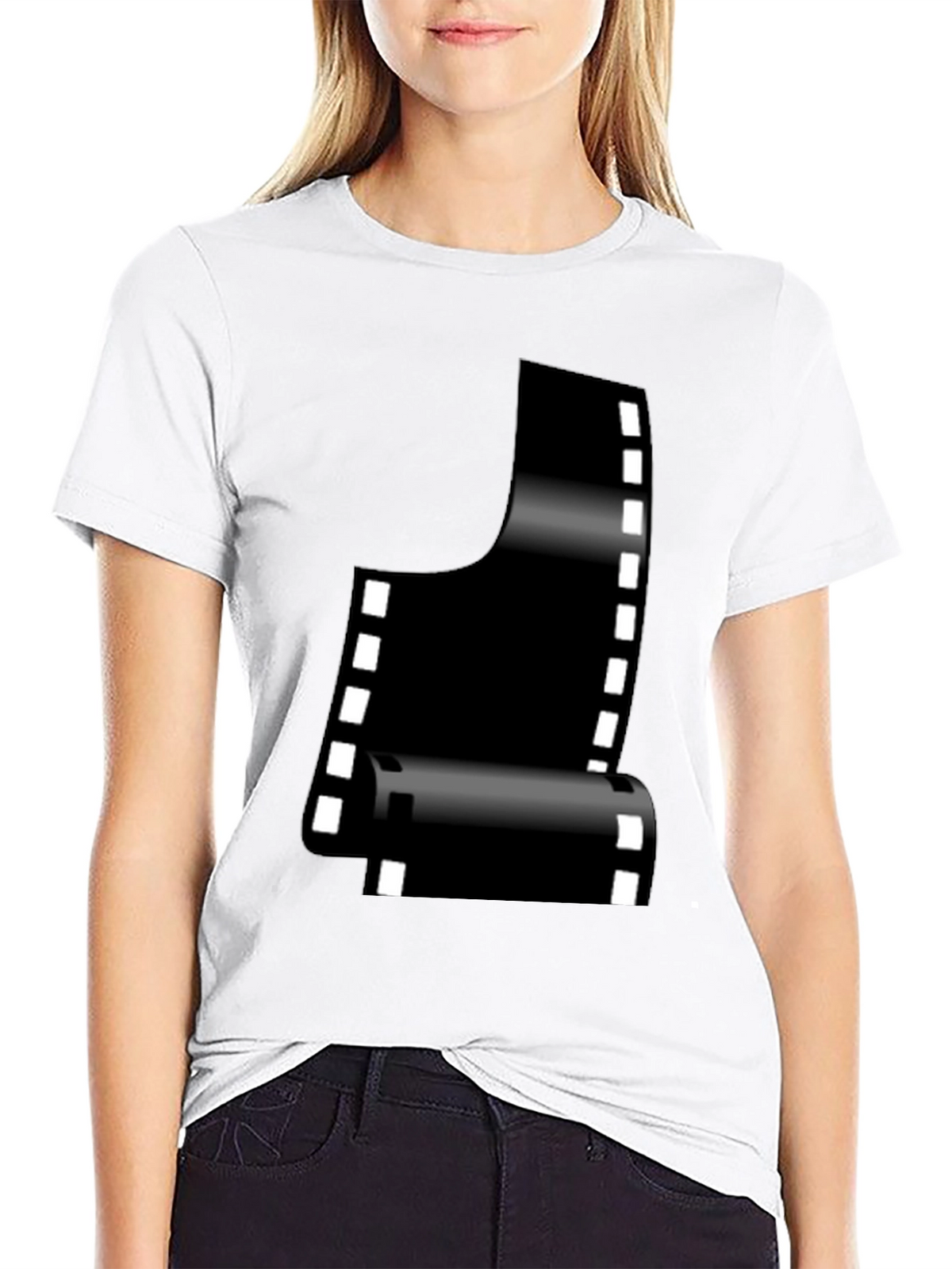 Retro Film Reel Graphic Black T-Shirt
