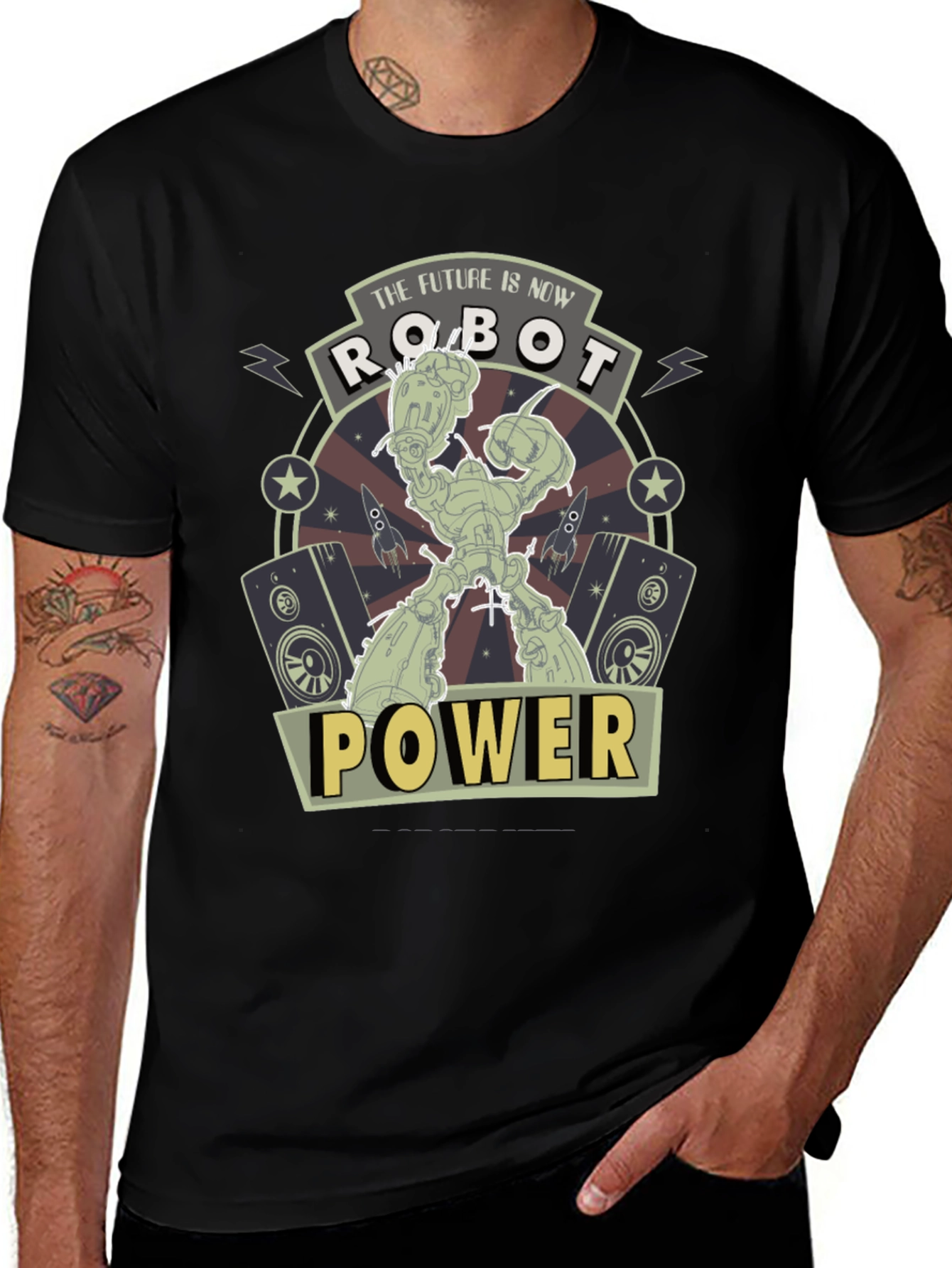 Robot Power Graphic T-Shirt - Future is Now