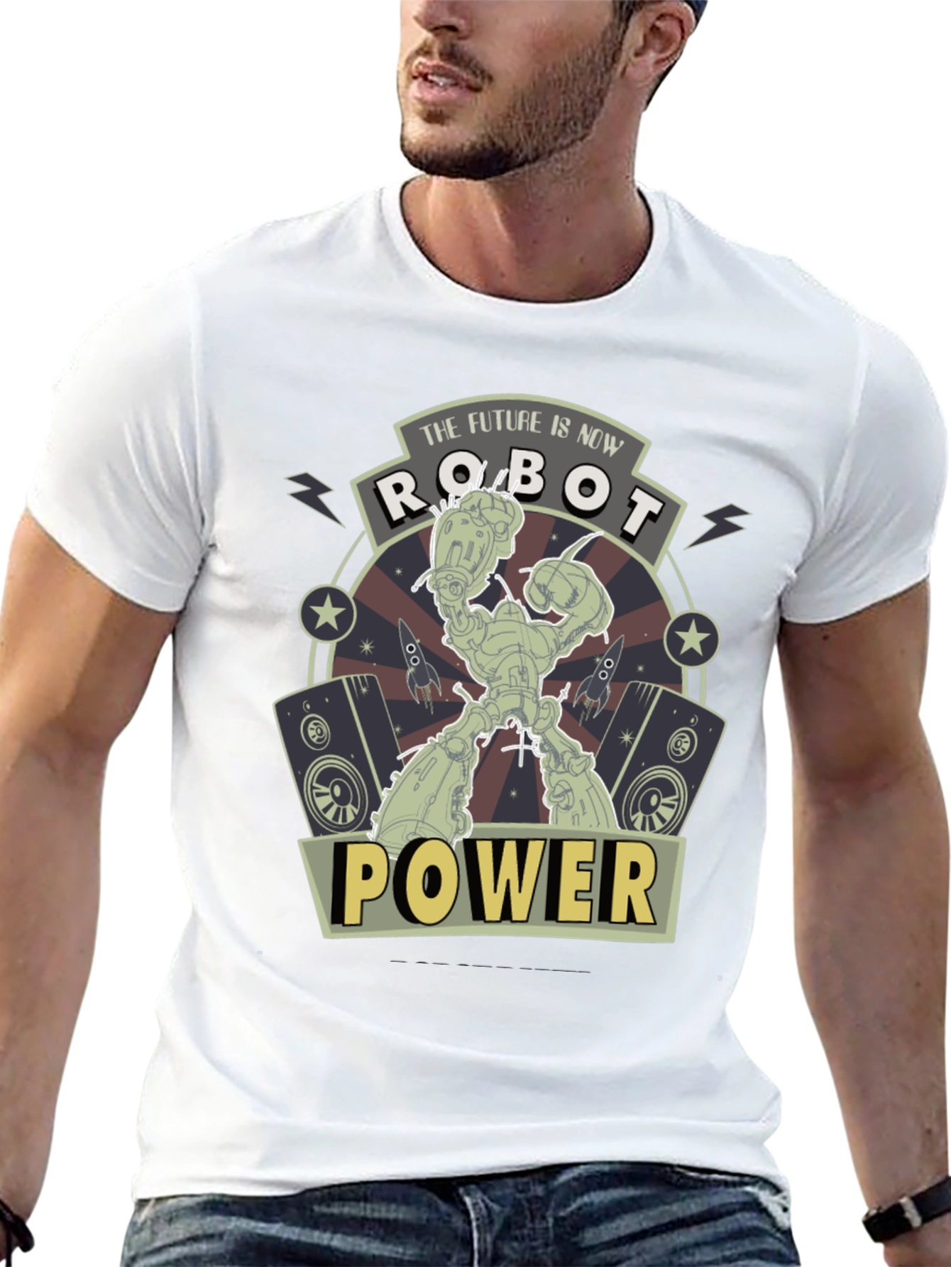 Robot Power Graphic T-Shirt - Future is Now