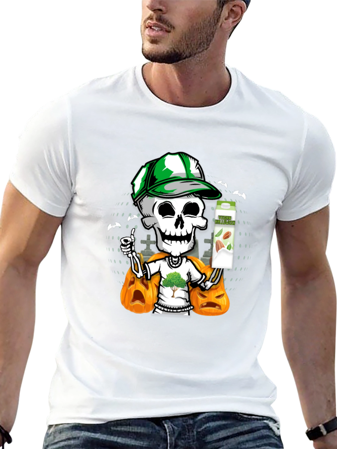 Spooky Skeleton Vegan Halloween T-Shirt