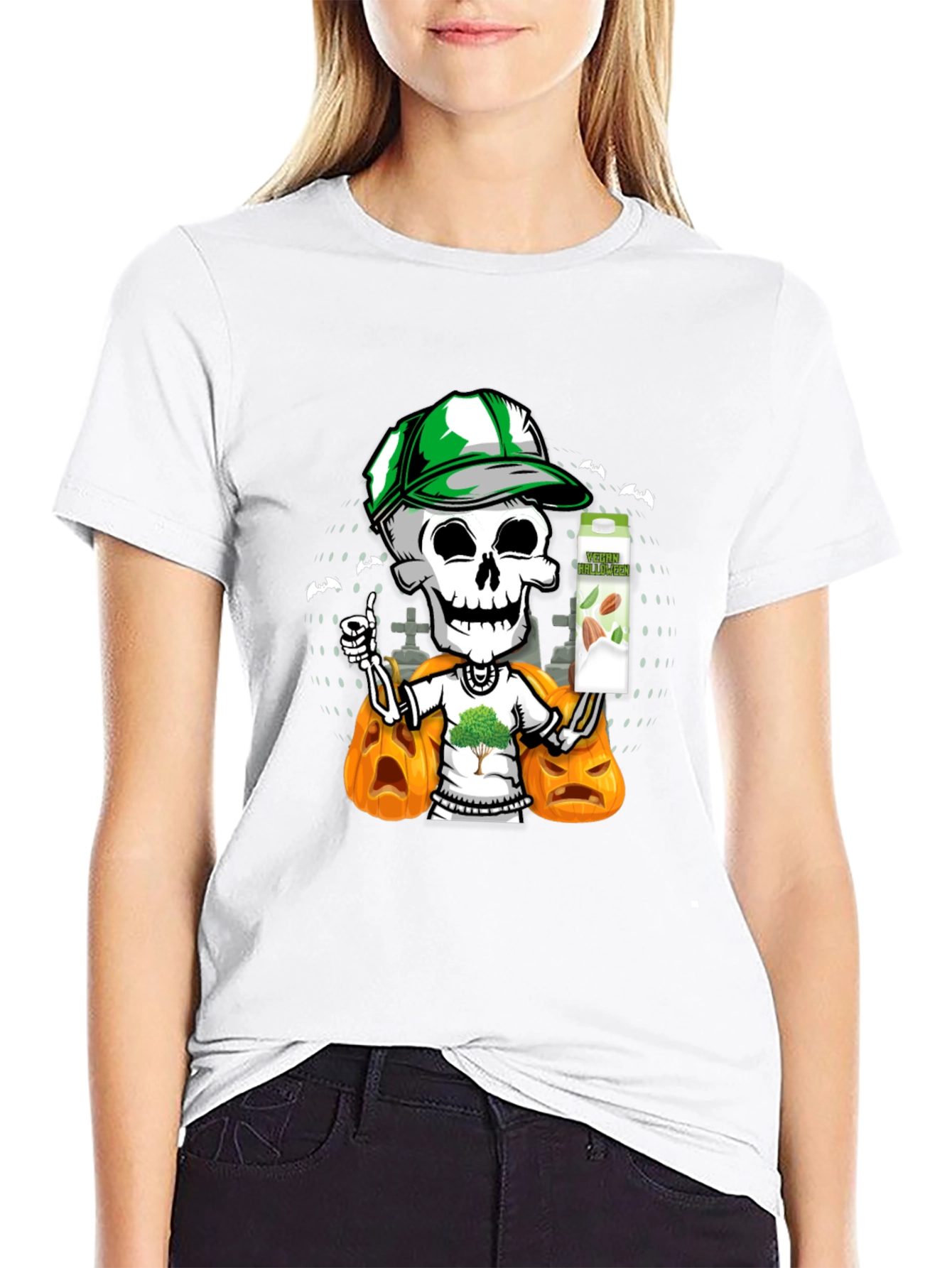 Spooky Skeleton Vegan Halloween T-Shirt