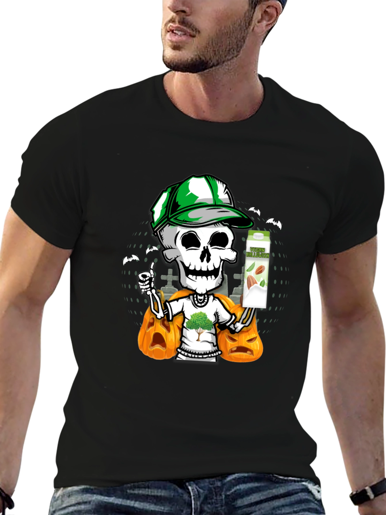 Spooky Skeleton Vegan Halloween T-Shirt