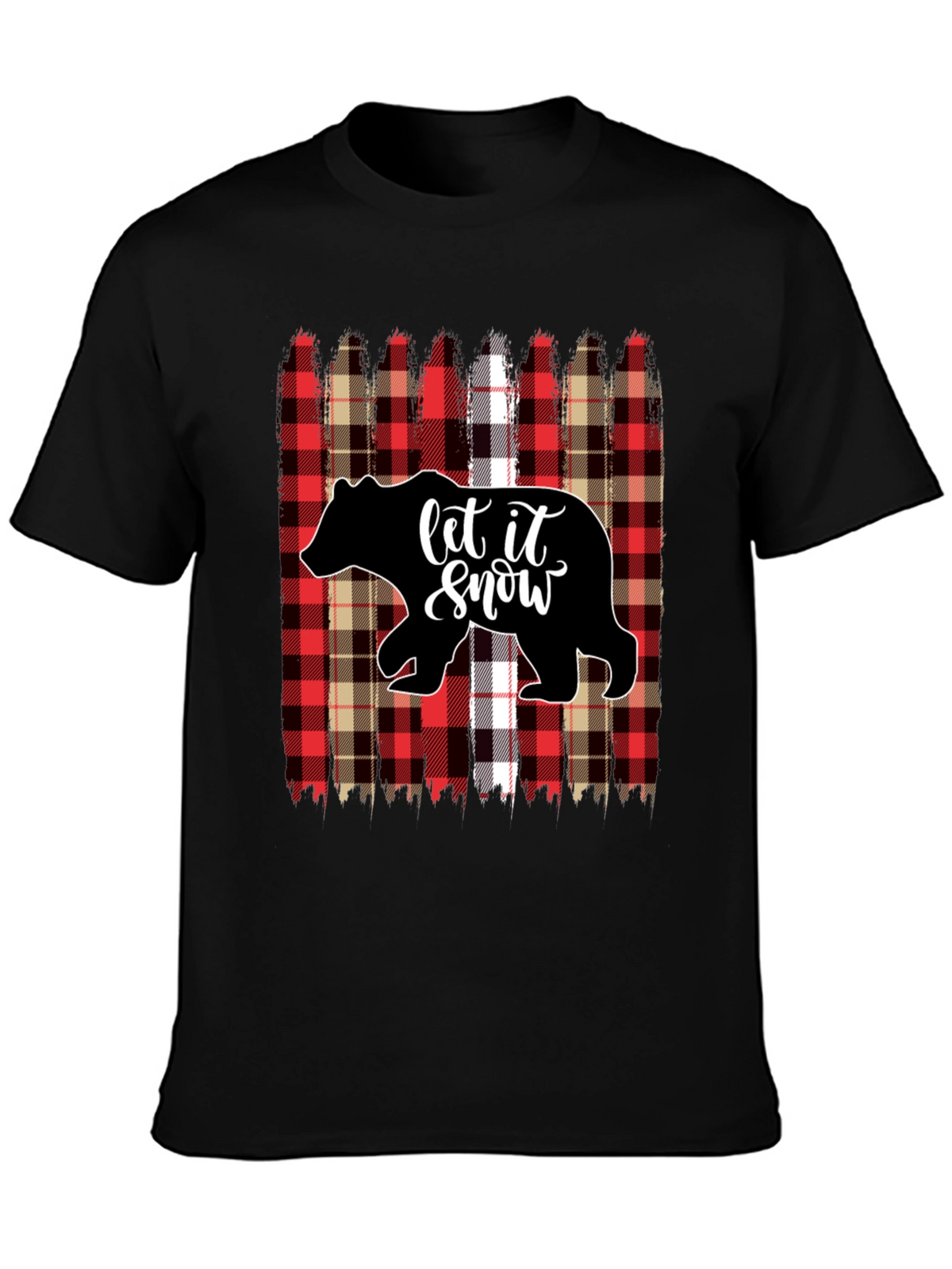 Let it Snow Bear Plaid Holiday Graphic Tee