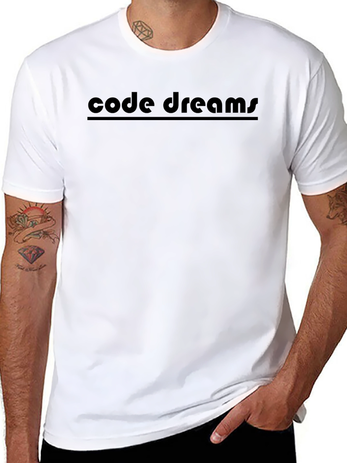 Code Dreams Graphic Tee - Black Cotton Casual T-Shirt