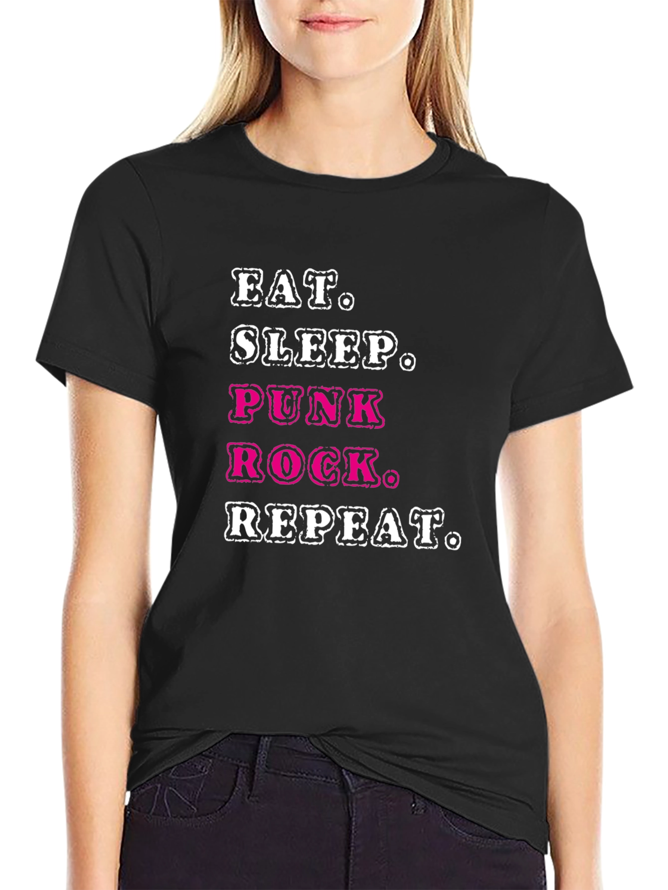 Eat Sleep Punk Rock Repeat Graphic Tee - Black
