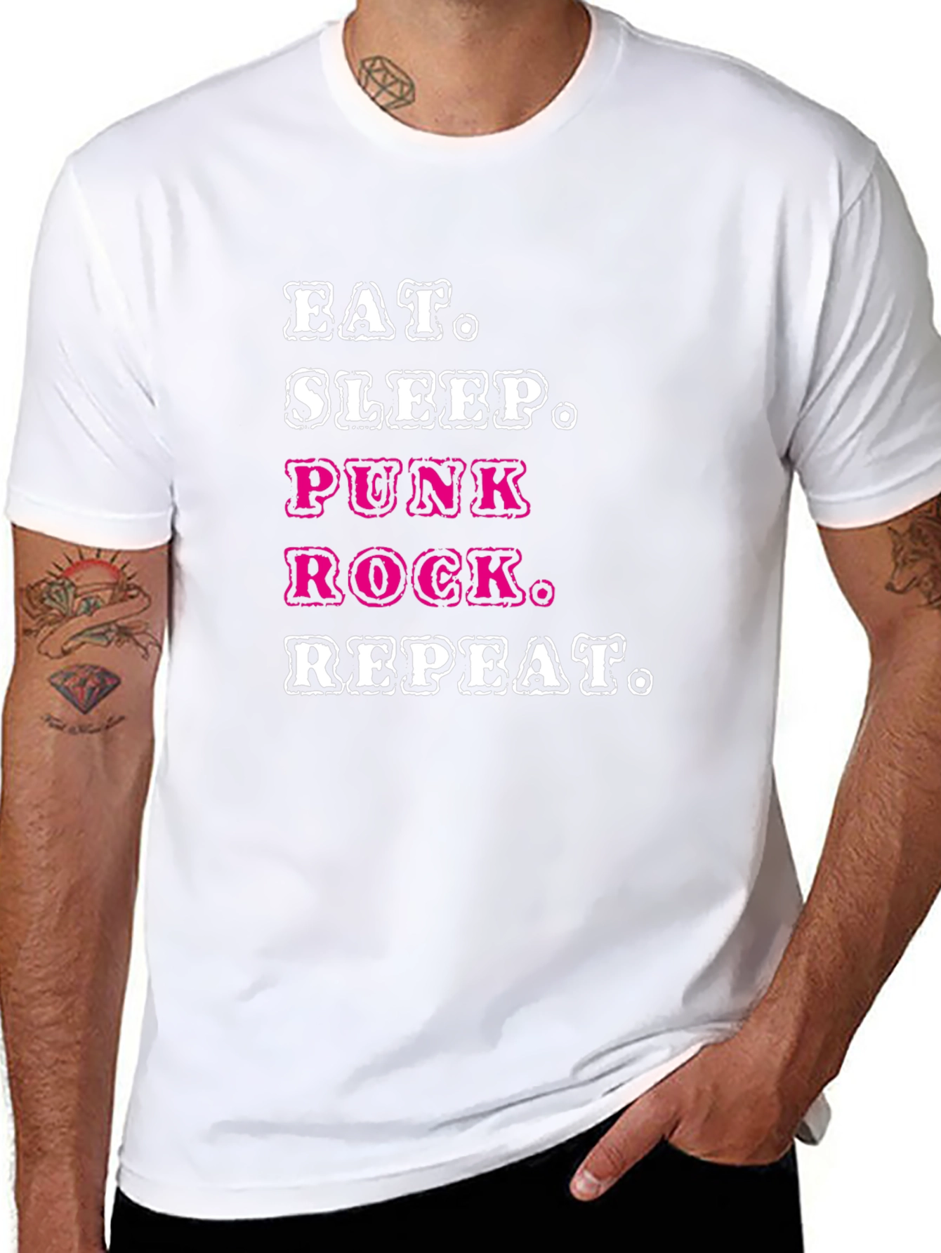 Eat Sleep Punk Rock Repeat Graphic Tee - Black
